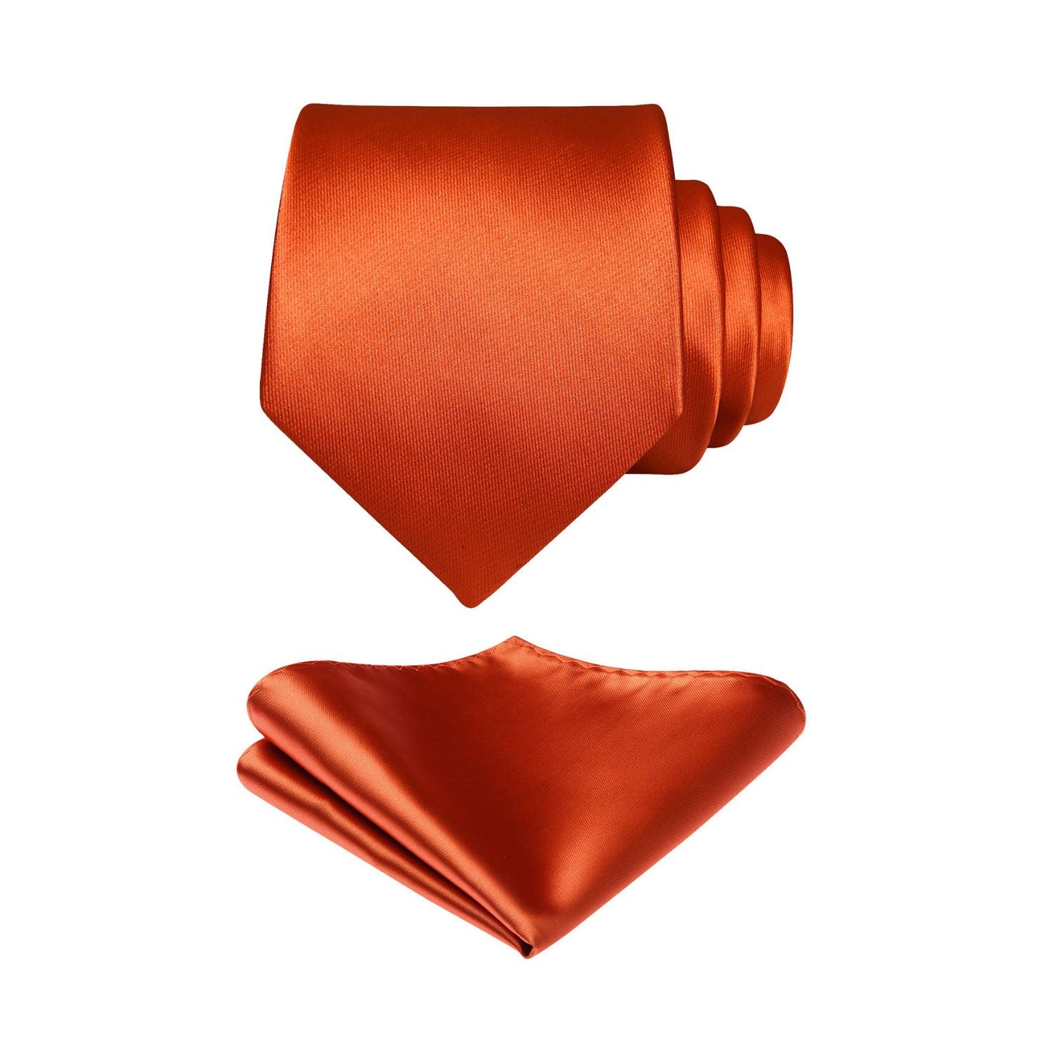 Solid Tie Handkerchief Set - BURNT ORANGE
