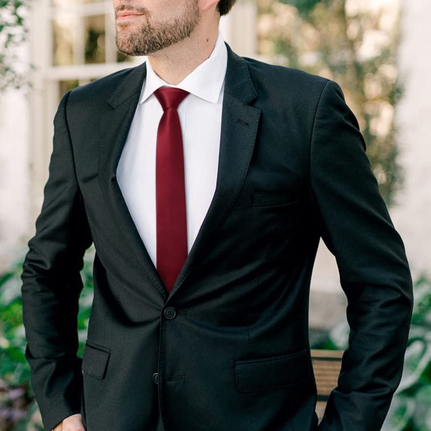 Solid 2.17'' Skinny Formal Tie - 10-MAROON/WINE RED