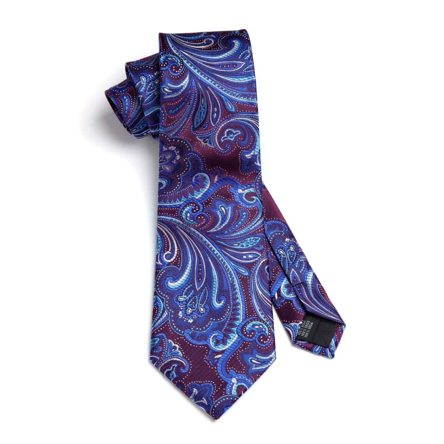 Paisley Tie Handkerchief Set - PURPLE/BLUE