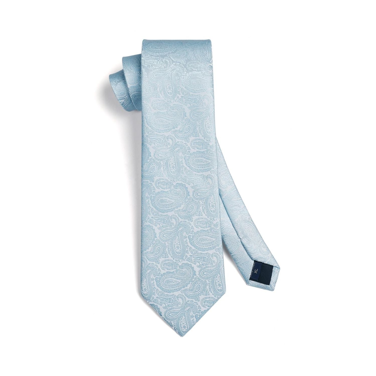 Paisley Extra Long Tie Handkerchief Set - D1-BABY BLUE