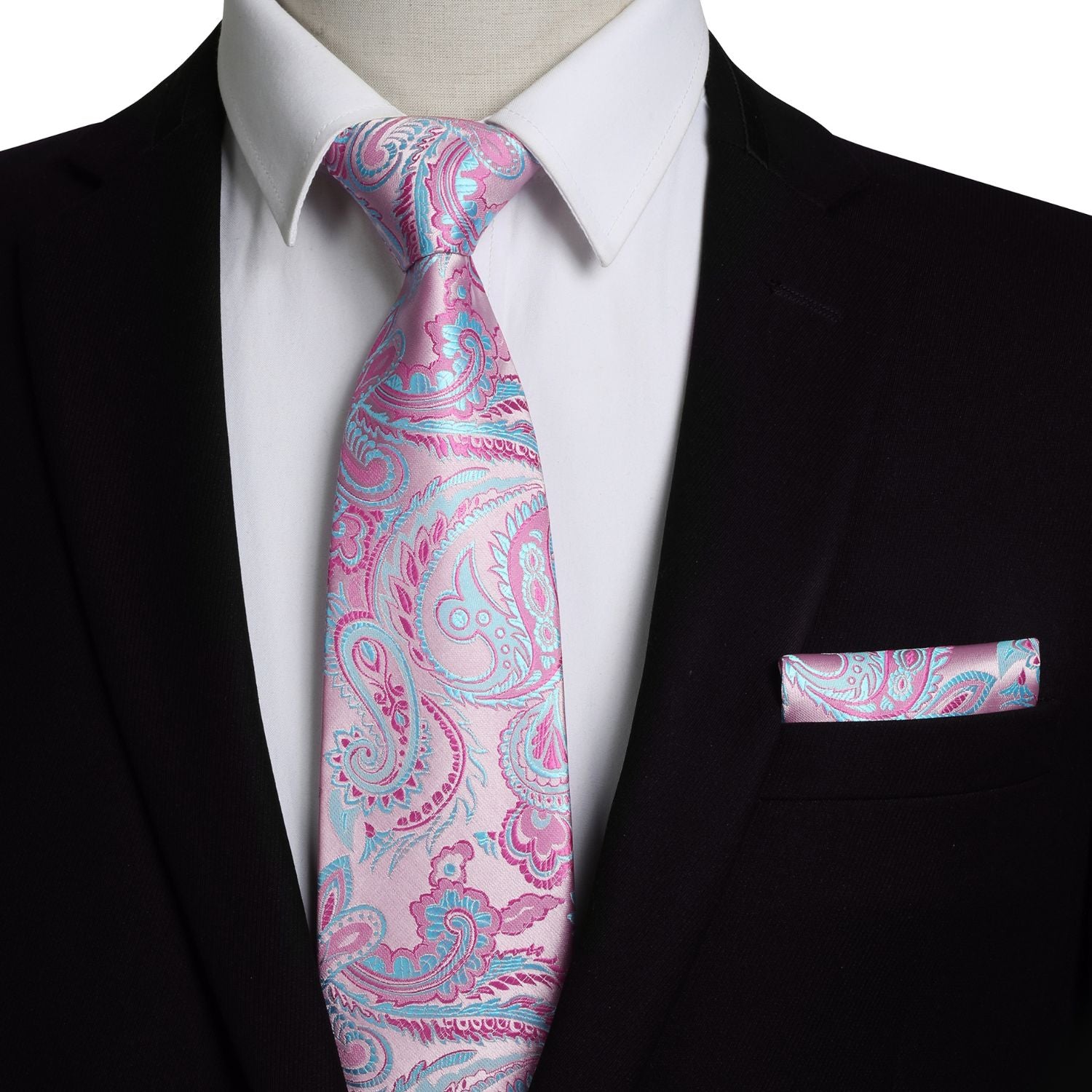 Paisley Tie Handkerchief Set - PINK-PAISLEY