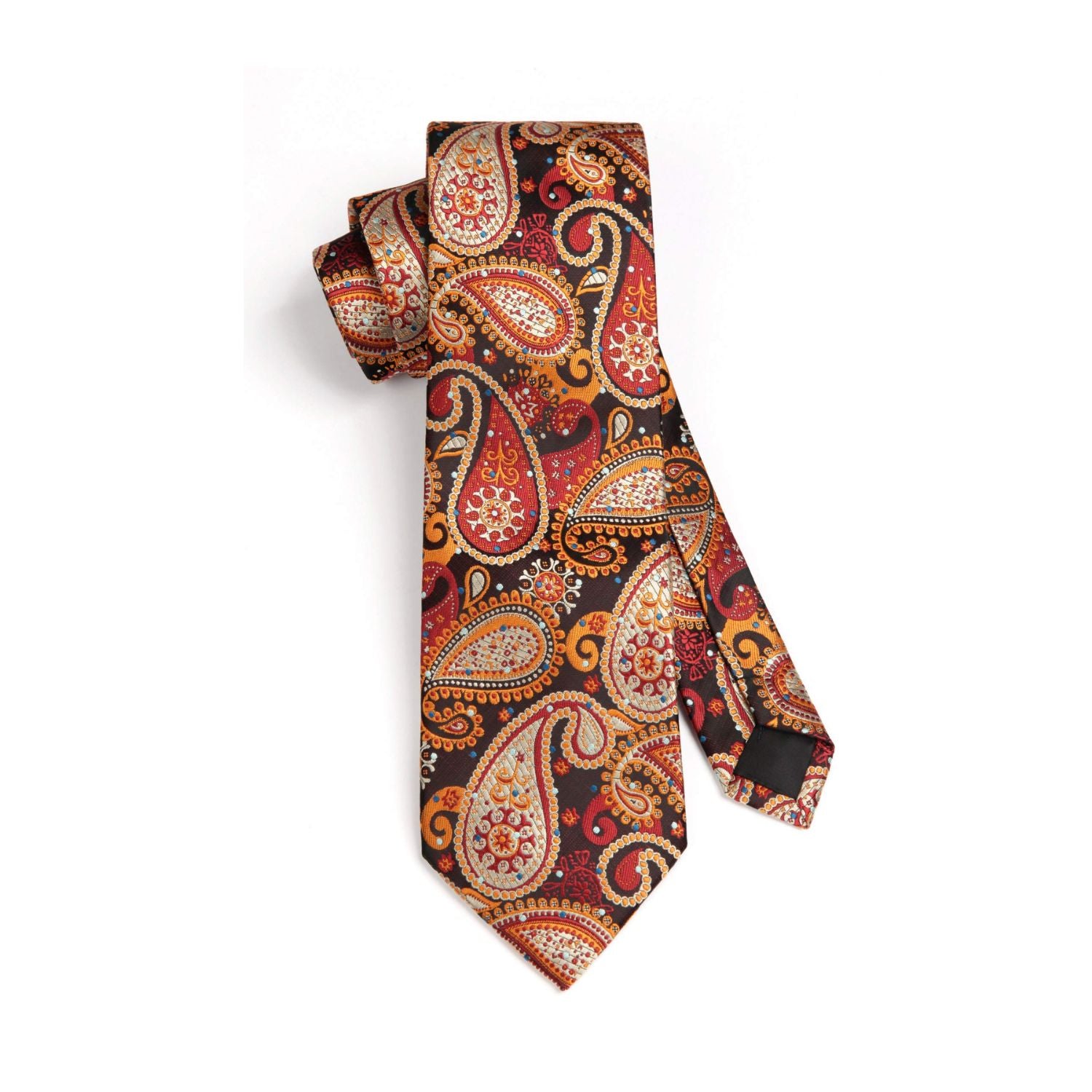 Hisdern Orange Black Paisley Set For Groomsmen