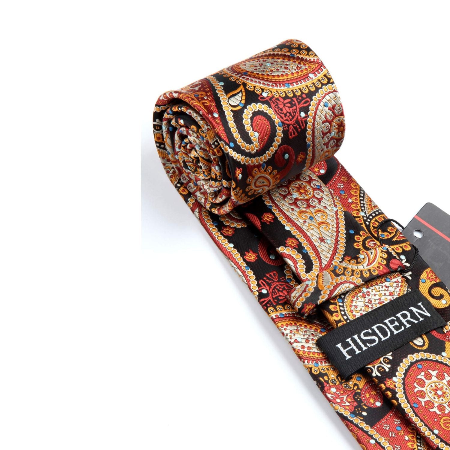 Hisdern Orange Black Paisley Set For Groomsmen