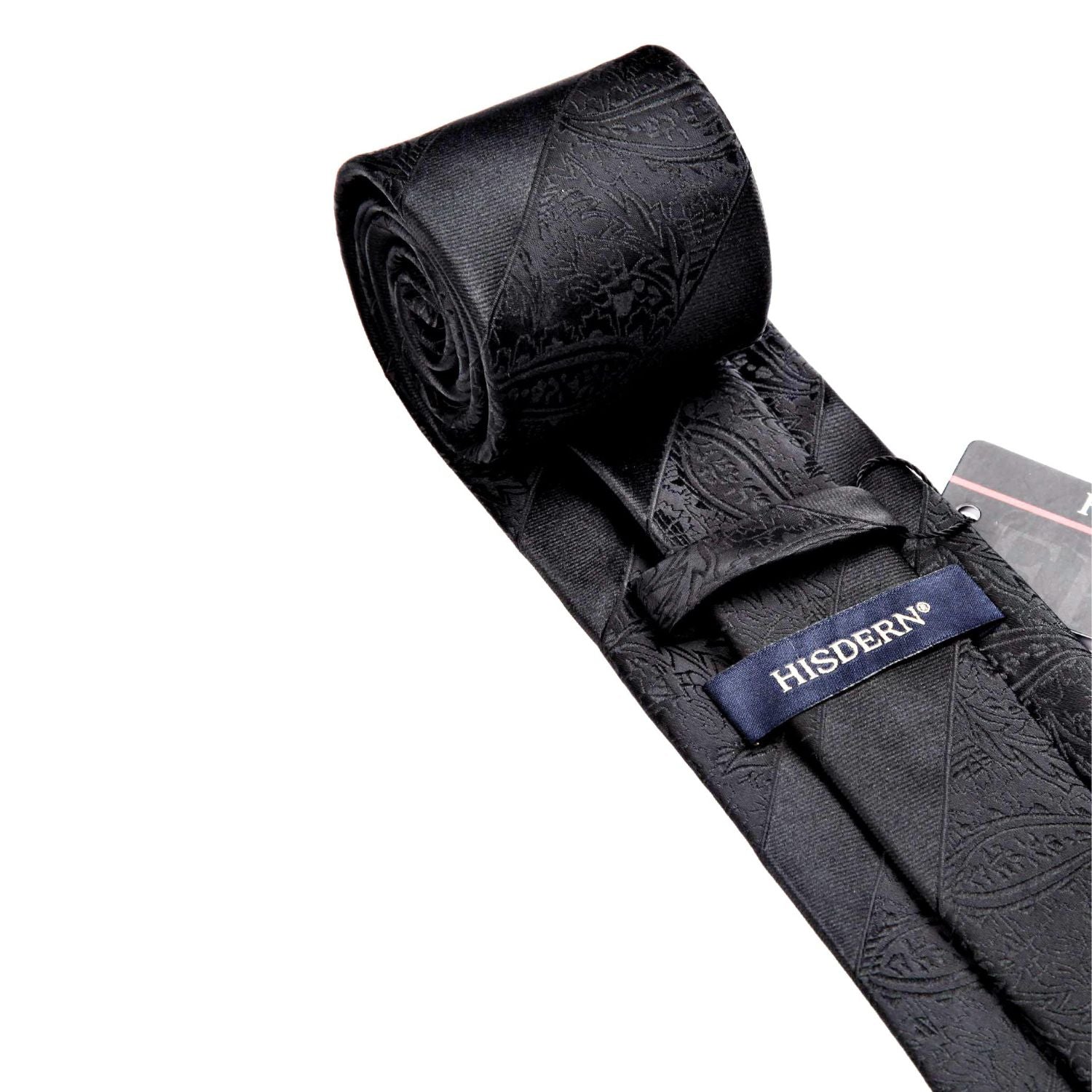 Paisley Stripe Tie Handkerchief Set - C6-BLACK