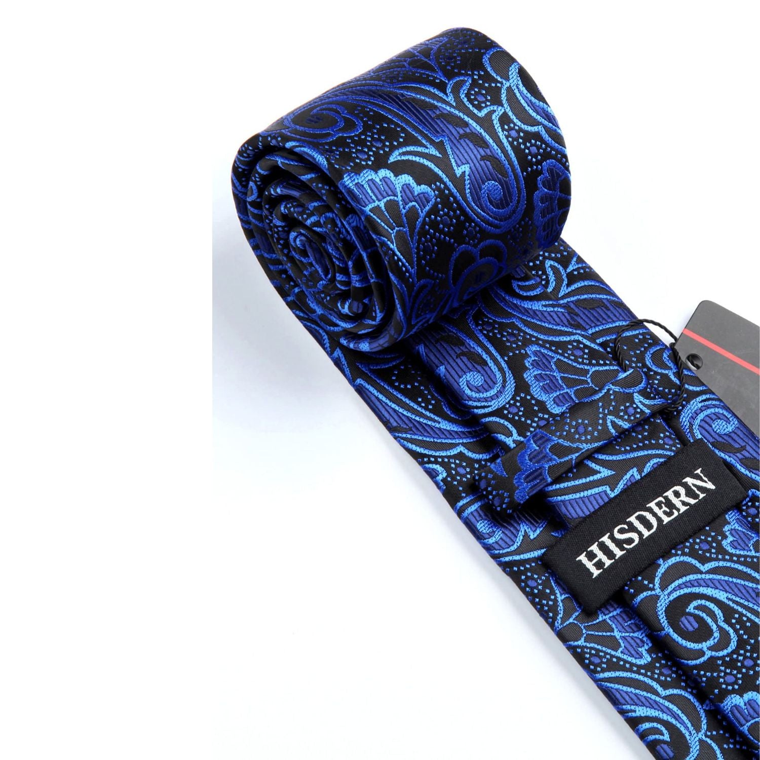 Paisley Floral Tie Handkerchief Set - BLUE/BLACK