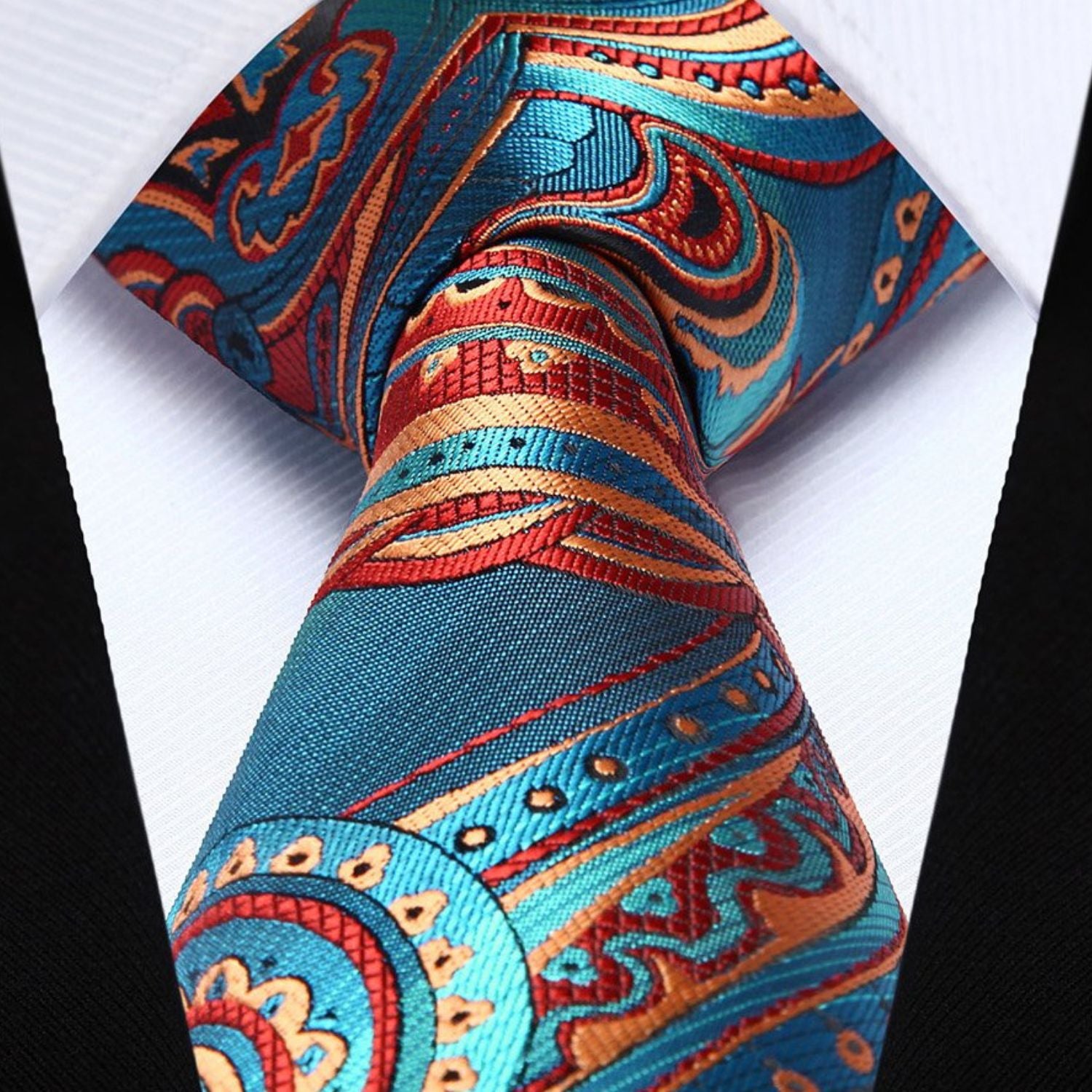 Paisley Tie Handkerchief Set - BLUE&BURGUNDY
