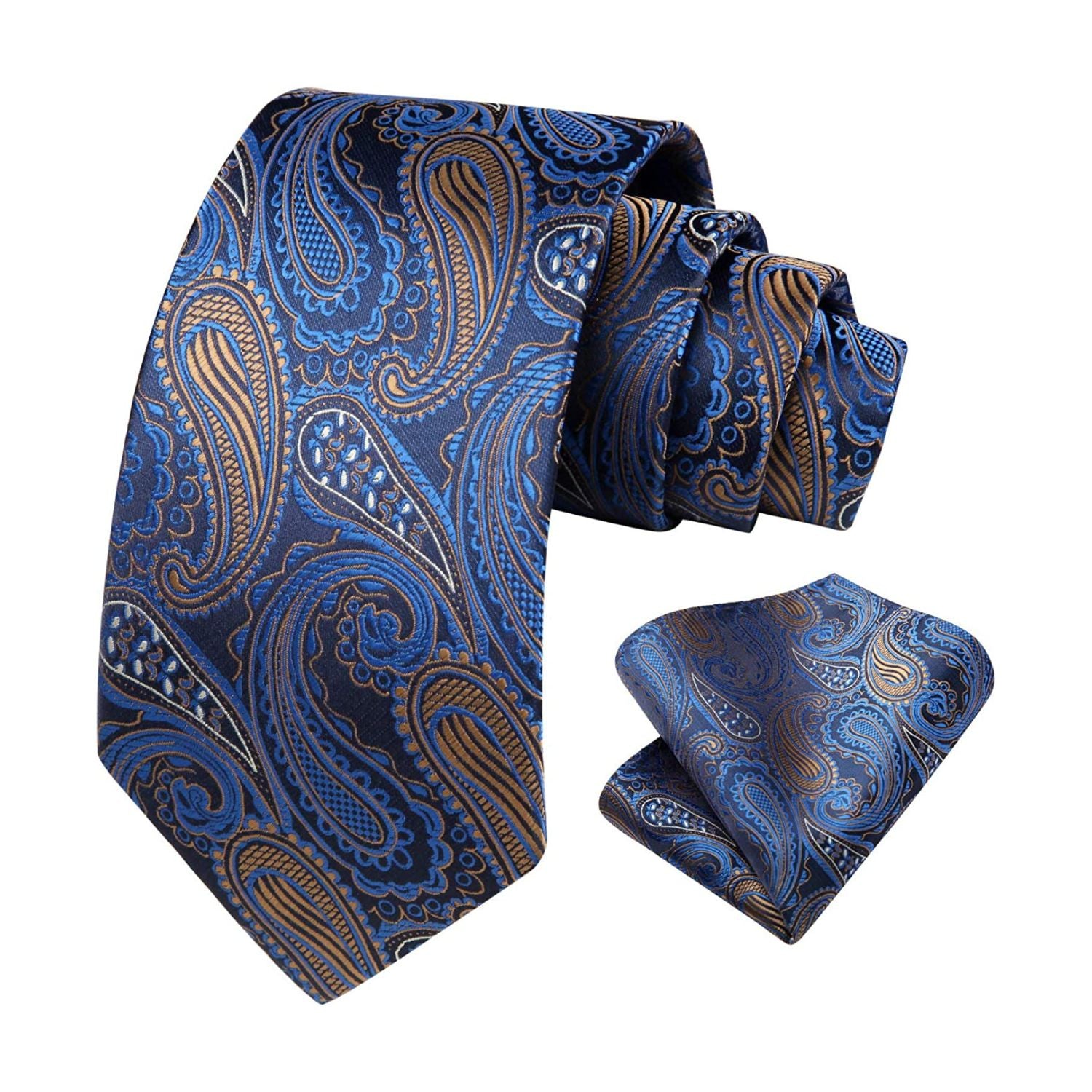Paisley Tie Handkerchief Set - BLUE/BROWN
