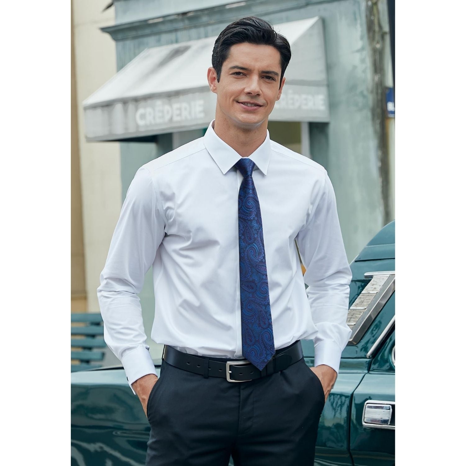 Paisley Extra Long Tie Handkerchief Set - C22-ROYAL BLUE