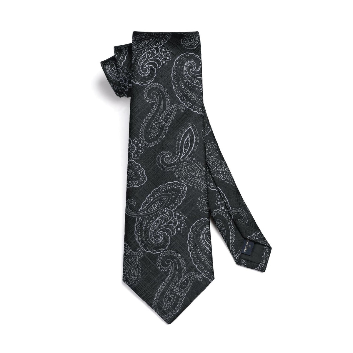 Paisley Extra Long Tie Handkerchief Set - C17-BLACK