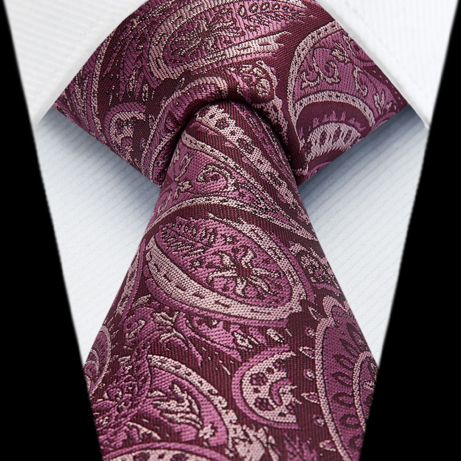 Hisdern Burgundy Paisley Tie Set For Groomsmen