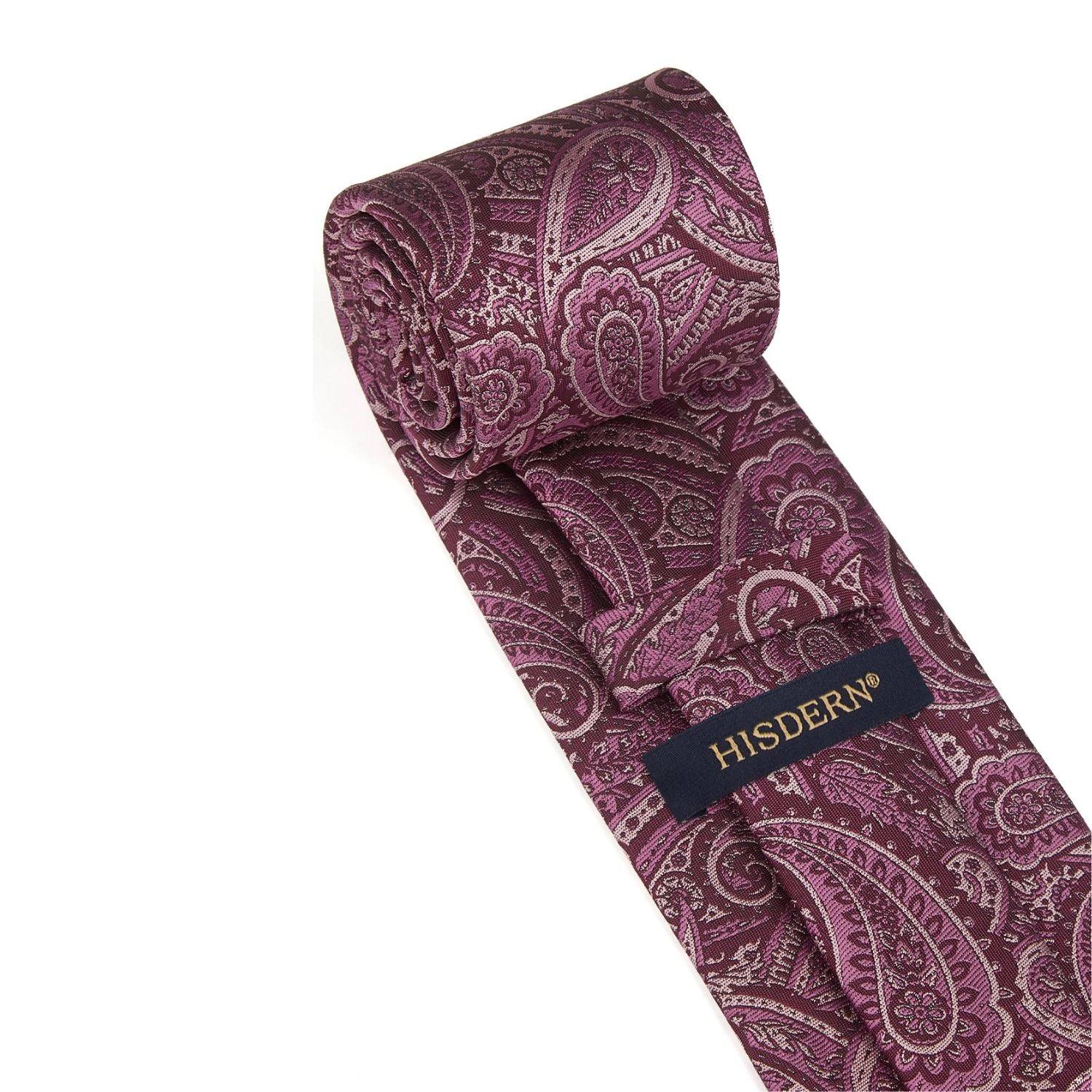 Hisdern Burgundy Paisley Tie Set For Groomsmen