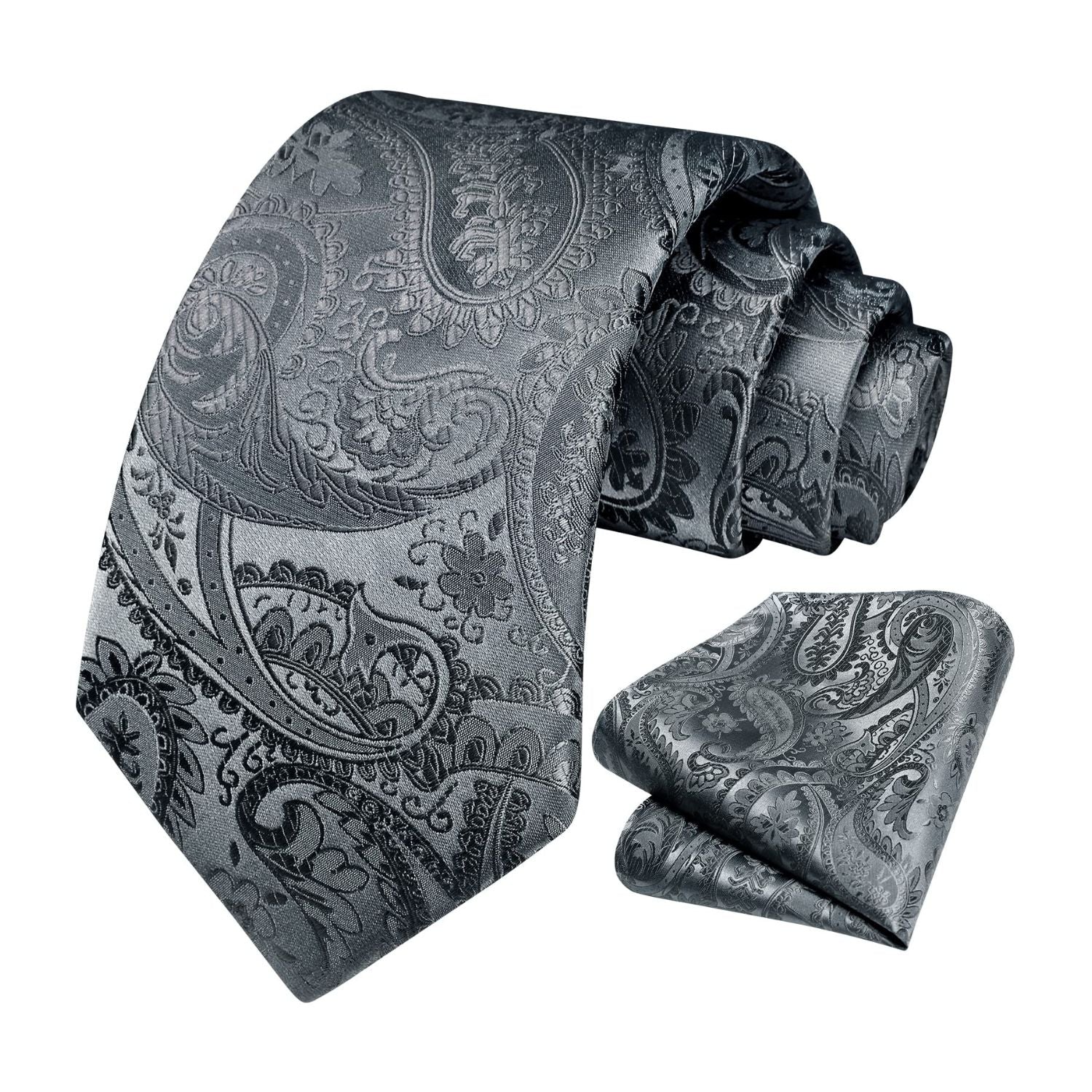 Paisley Tie Handkerchief Set - GREY