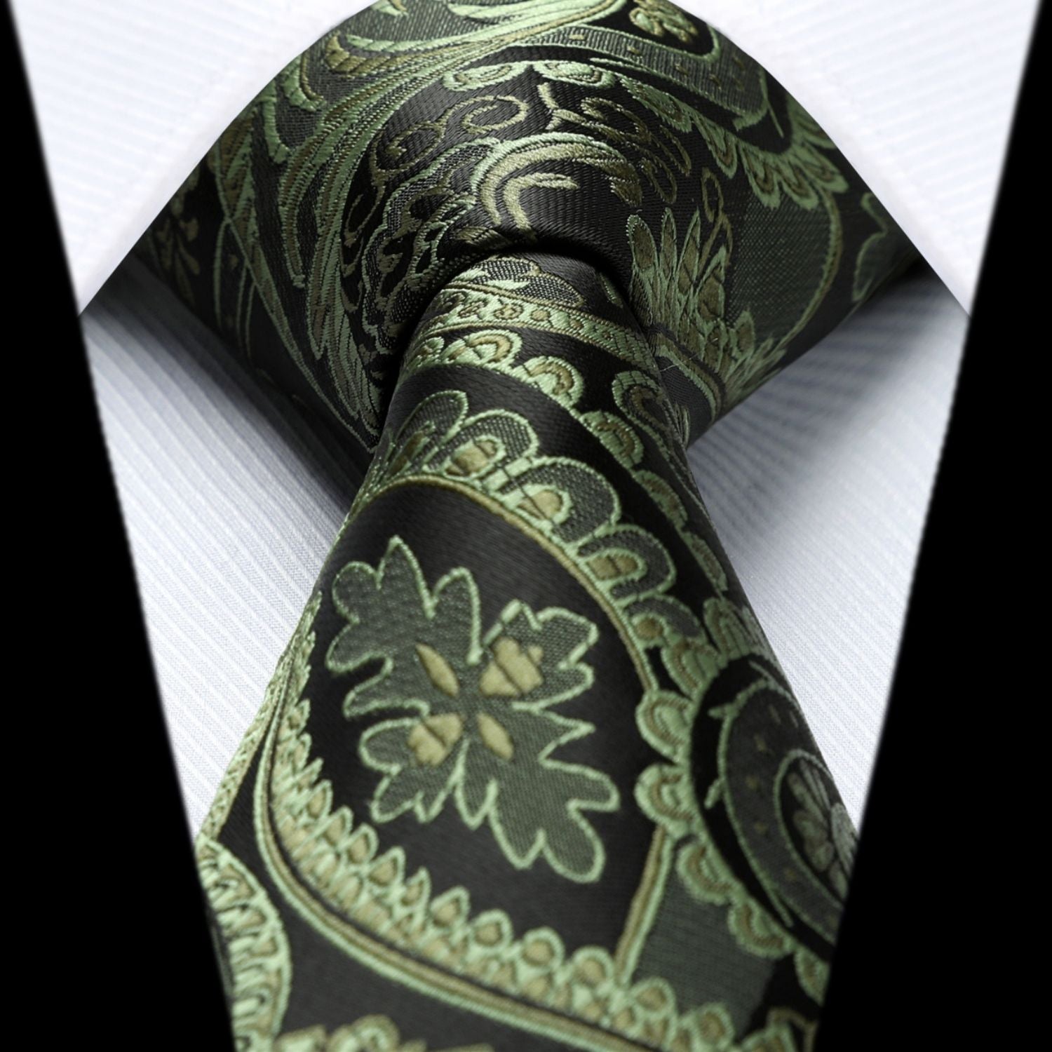Paisley Tie Handkerchief Set - K-GREEN-1