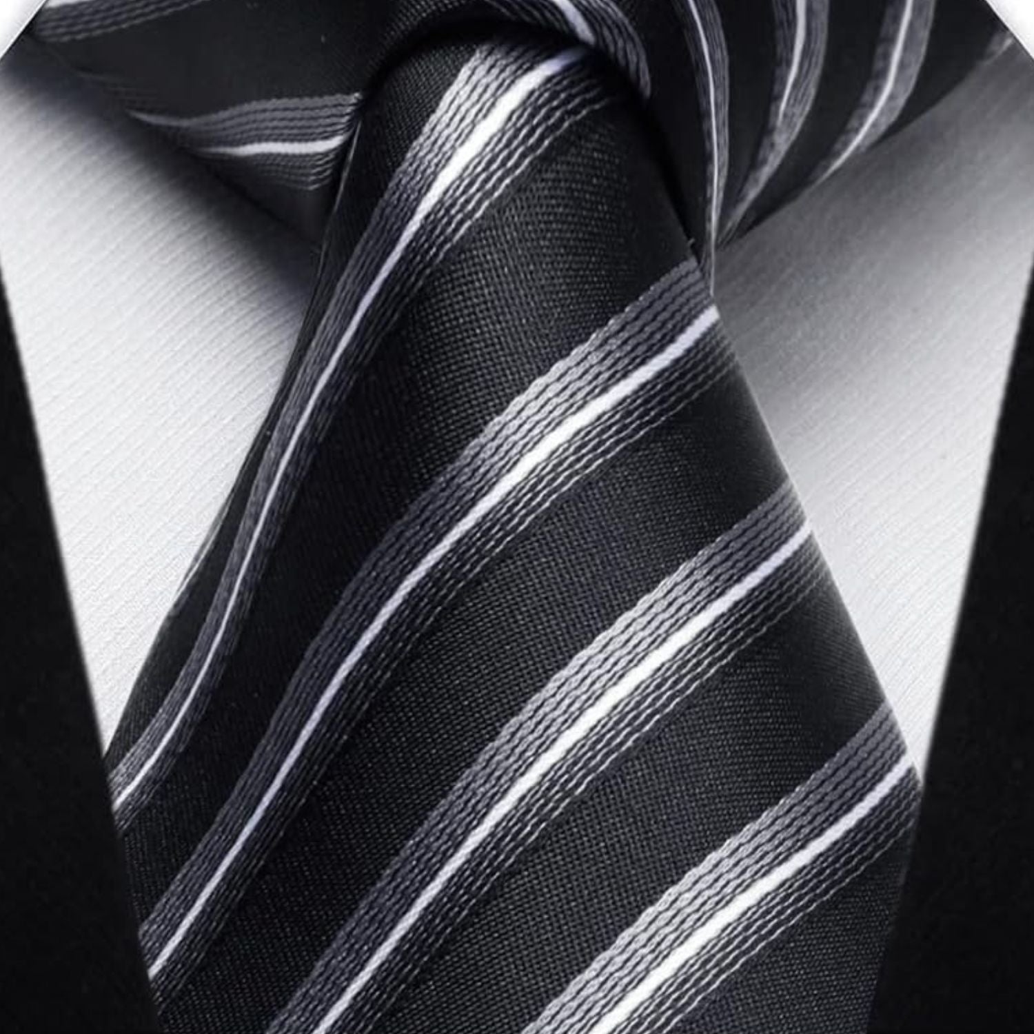 Hisdern Black Silver Striped Wedding Accessories Set