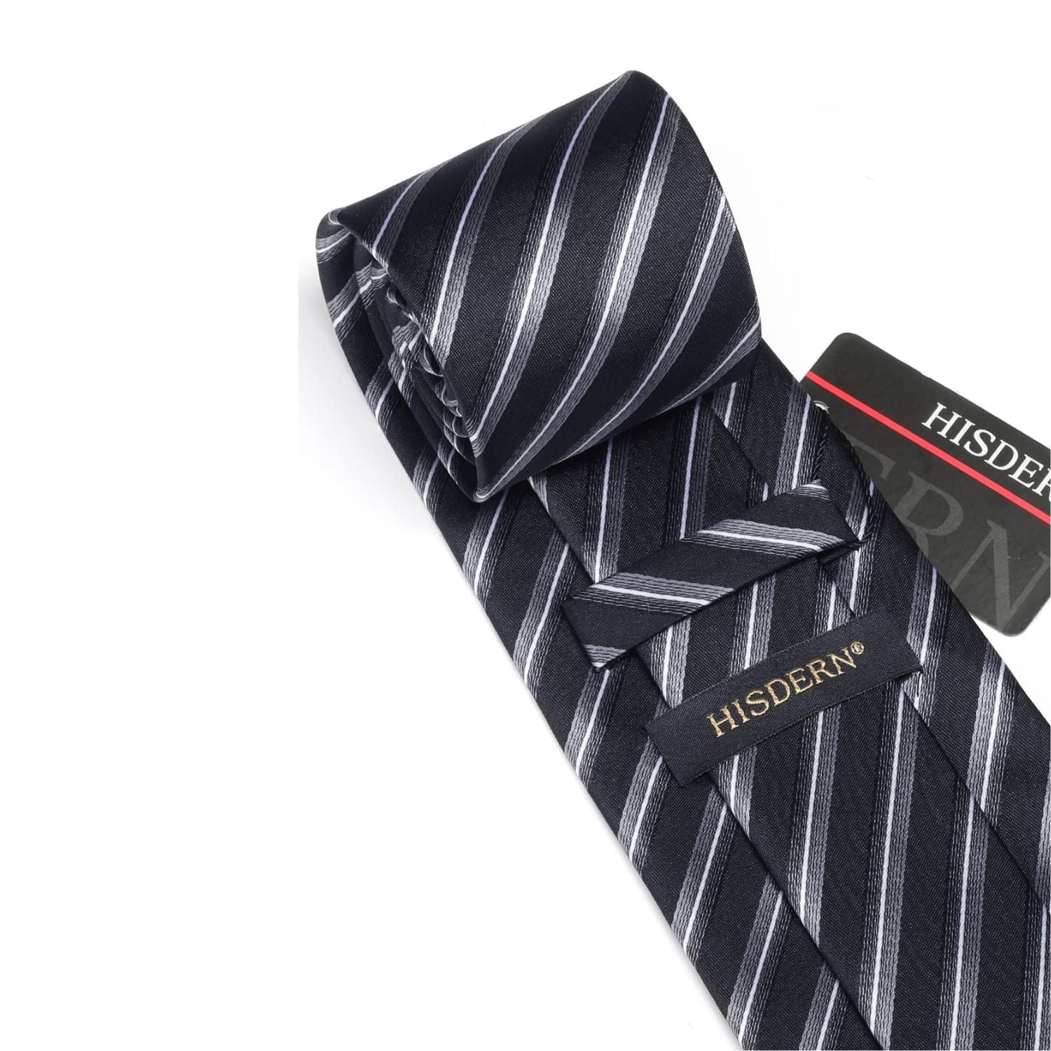 Hisdern Black Silver Striped Wedding Accessories Set