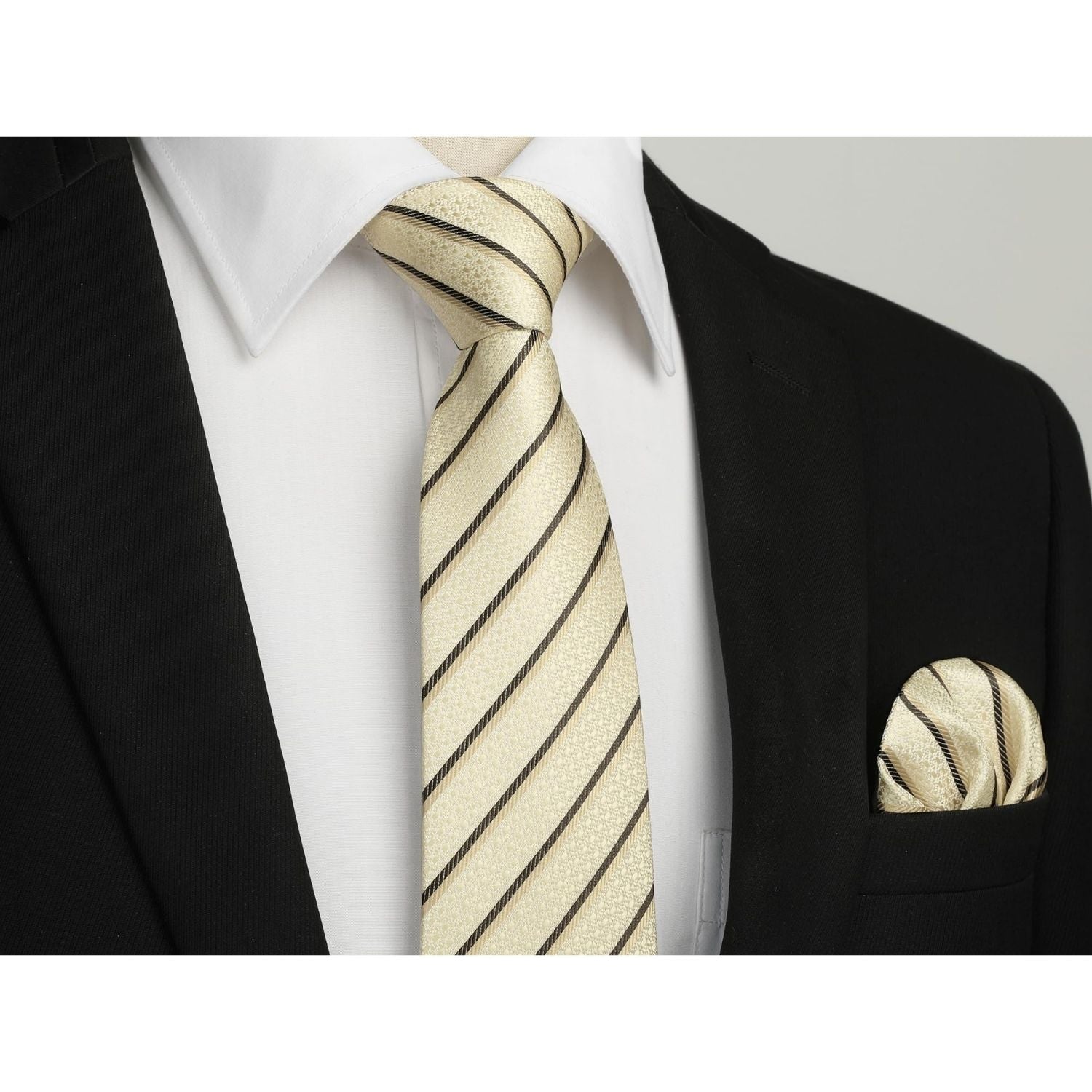 Stripe Tie Handkerchief Set - YELLOW