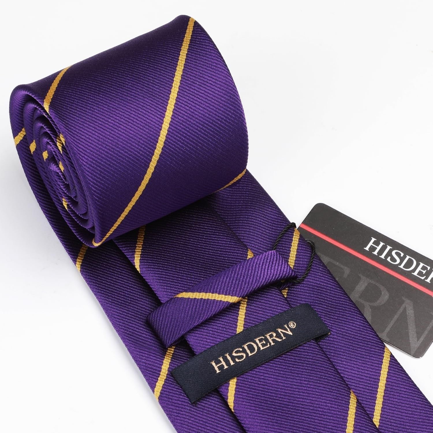 Stripe Tie Handkerchief Set - D-03-PURPLE