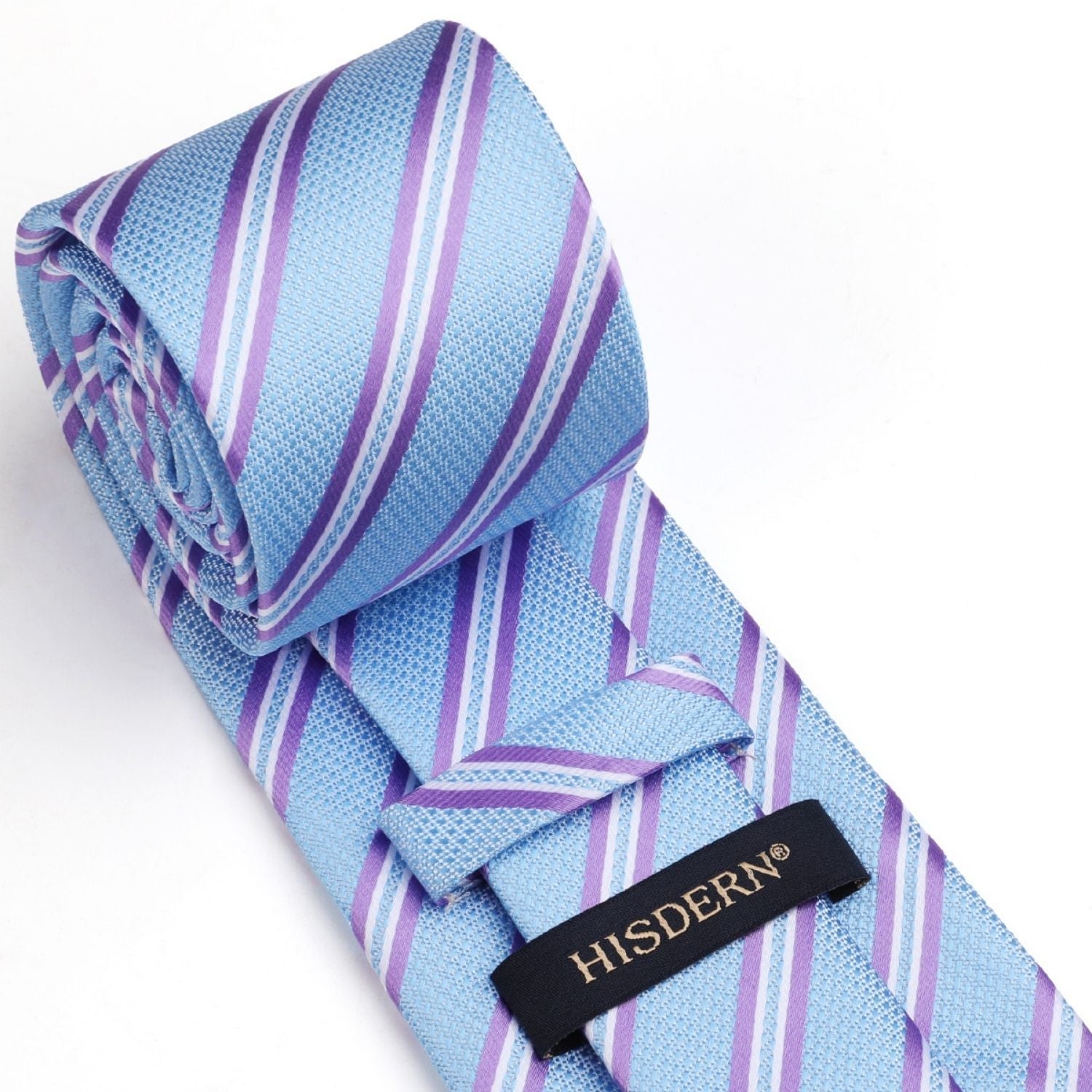 Stripe Tie Handkerchief Set - B-03-BLUE/PURPLE