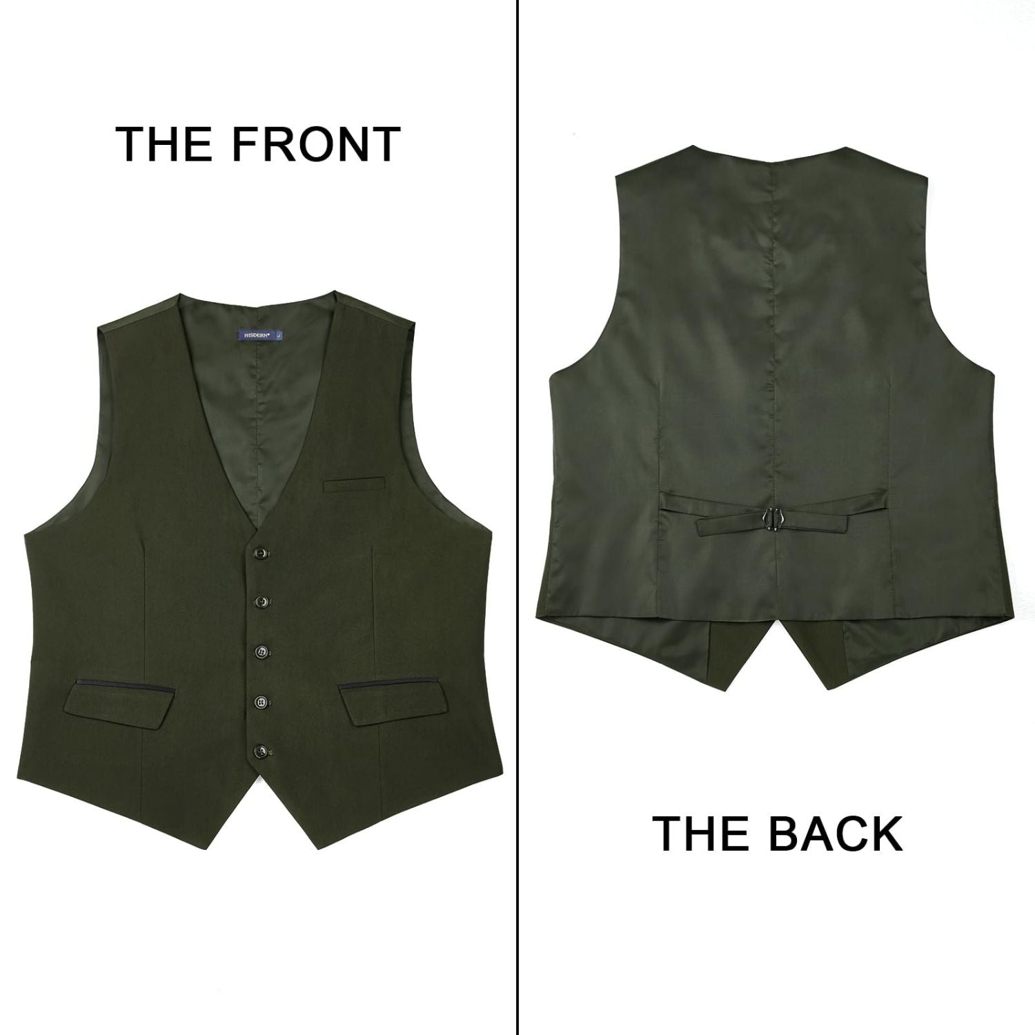 Men's Army Green Satin Suit Vest Formal Wear for Wedding