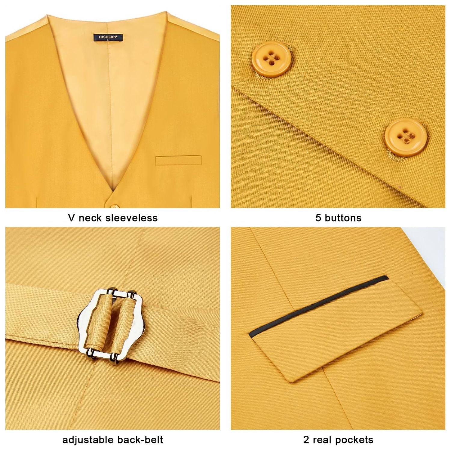 Men's Gold Satin Suit Vest Formal Wear for Wedding