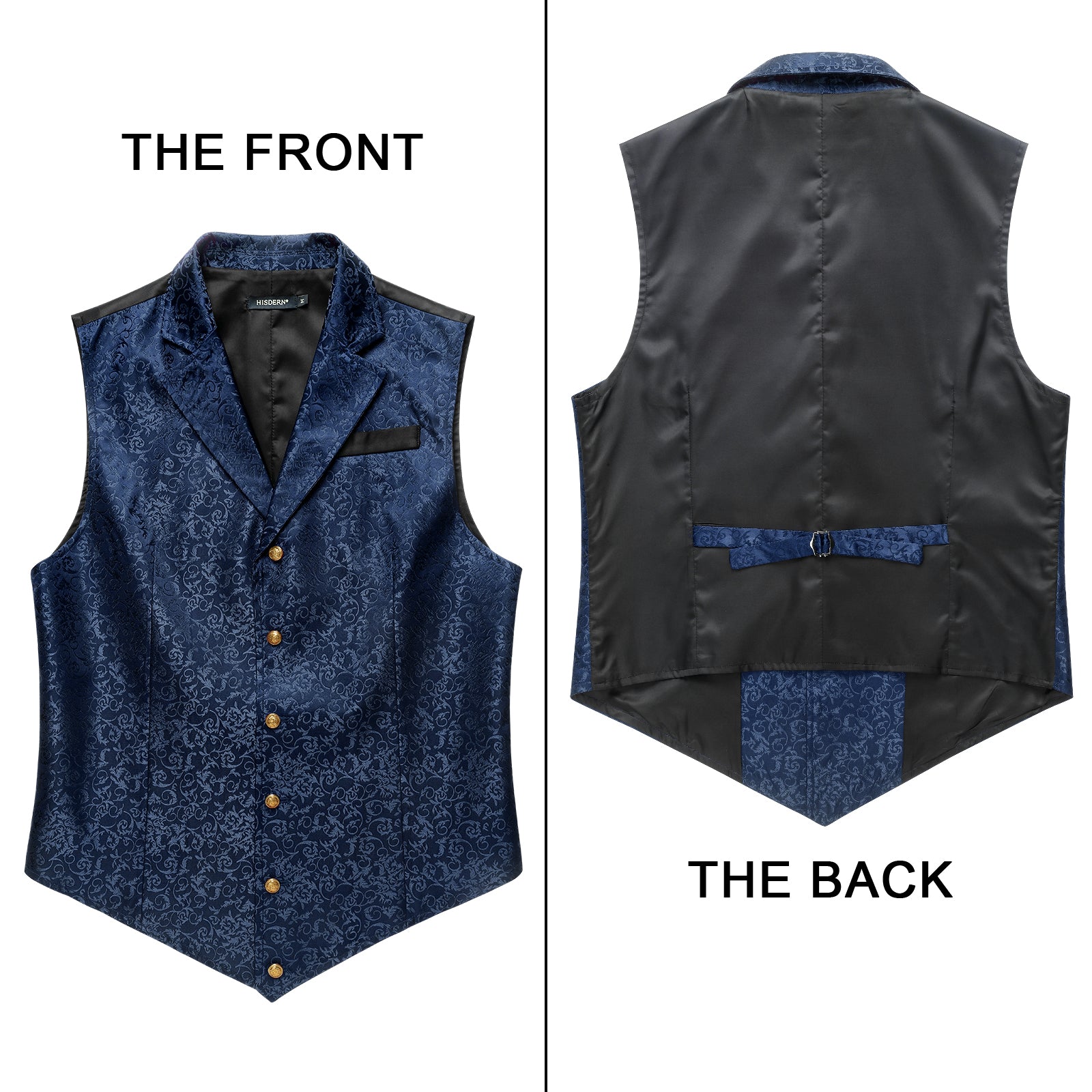 Gothic Lapel Vest for Men - NAVY BLUE