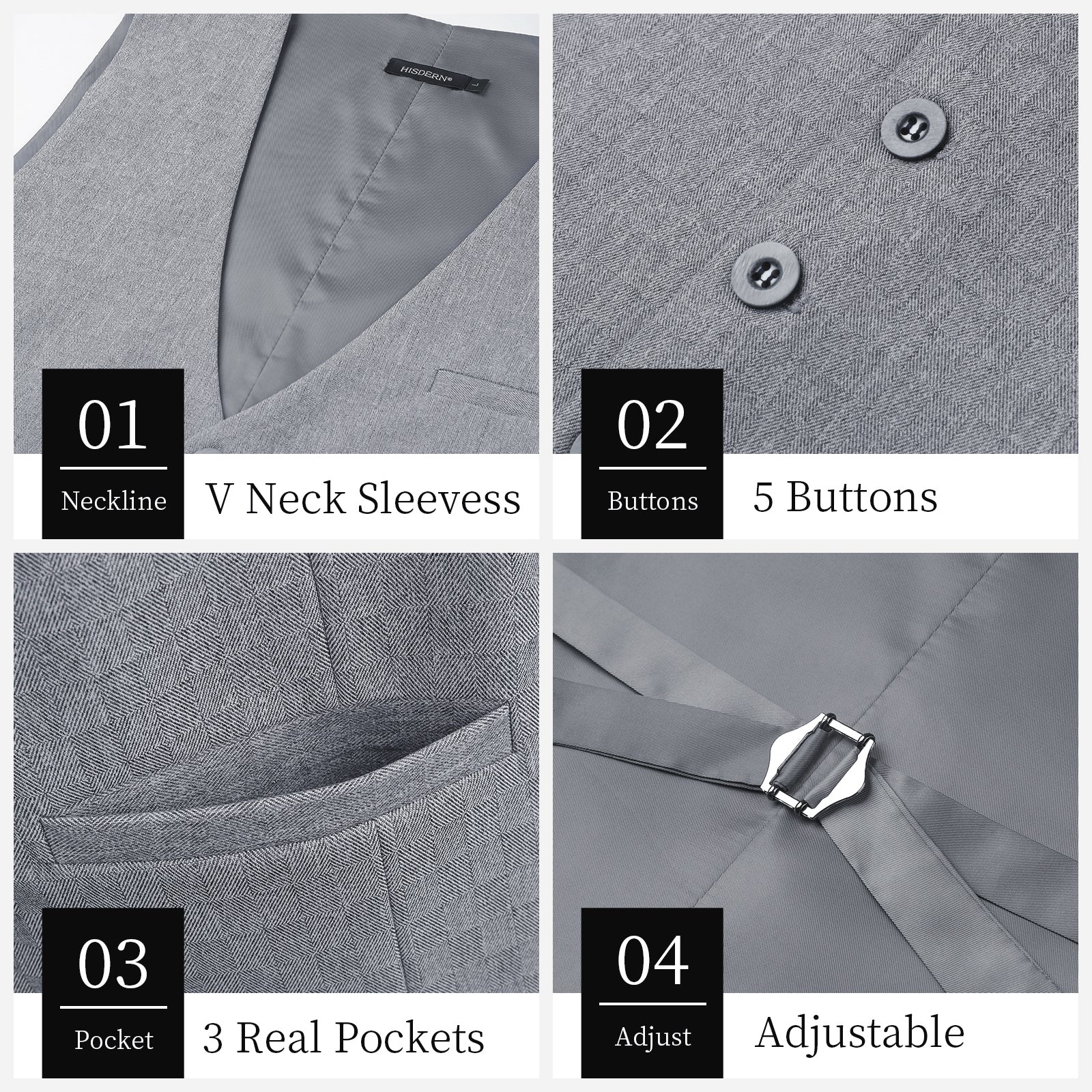 Solid Slim Vest - D2-LIGHT GREY