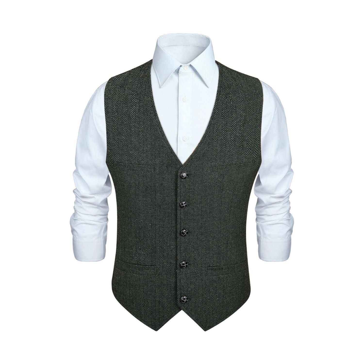 Men's Herringbone Tweed Vest - DRAK GREY