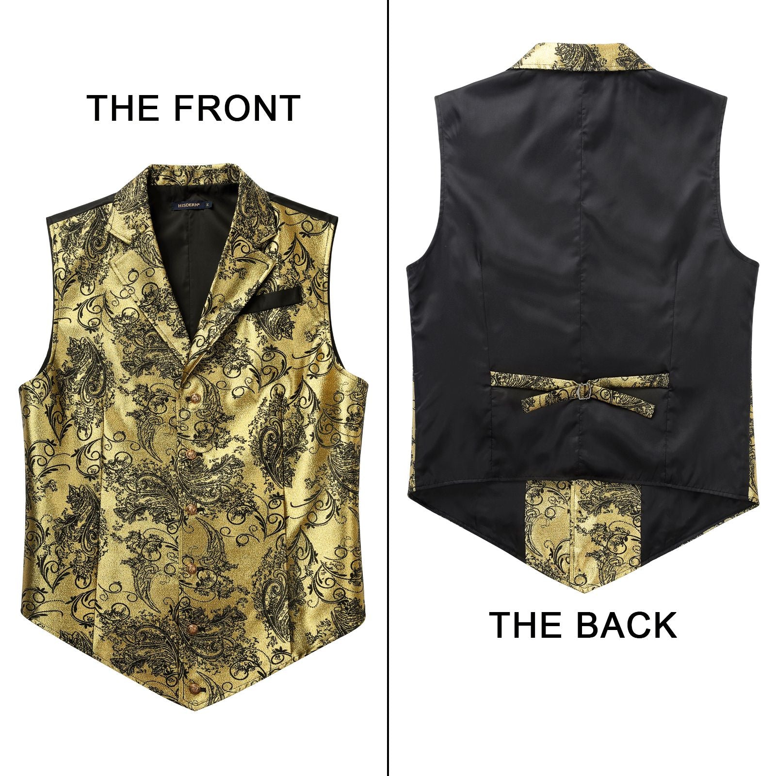 Gothic Lapel Vest for Men - GOLD 2/BLACK