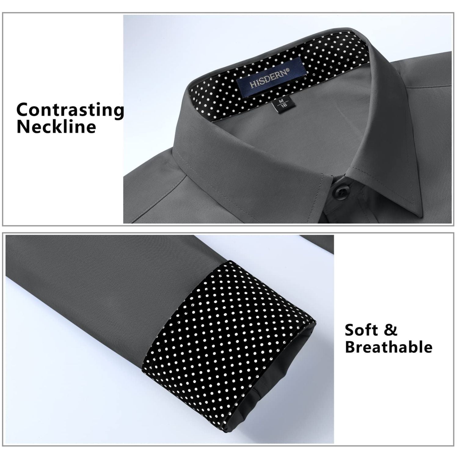 Men's Dress Shirt with Pocket - GREY-1