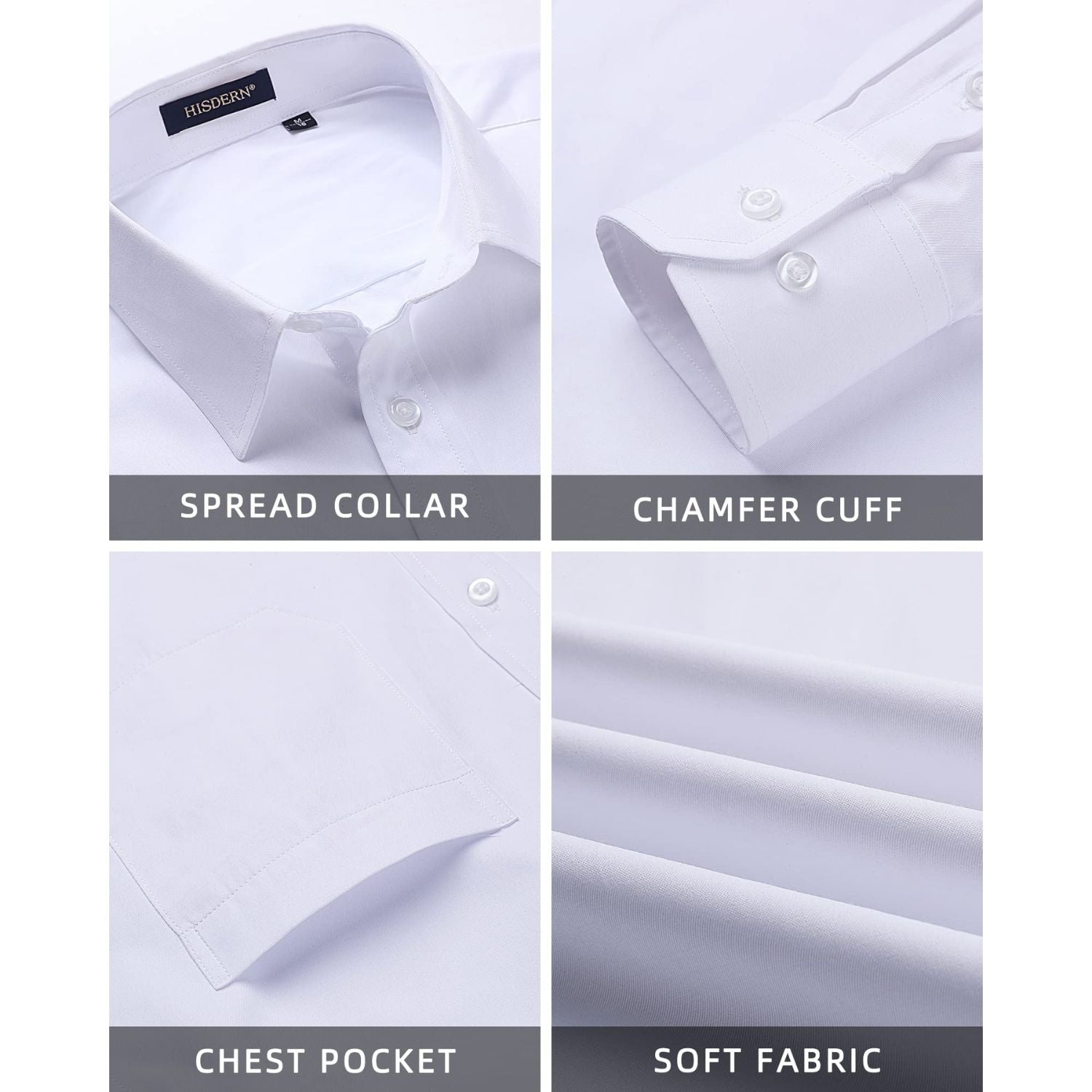 Hisdern White Cloud Stretch Dress Shirt for Corporate Workwear