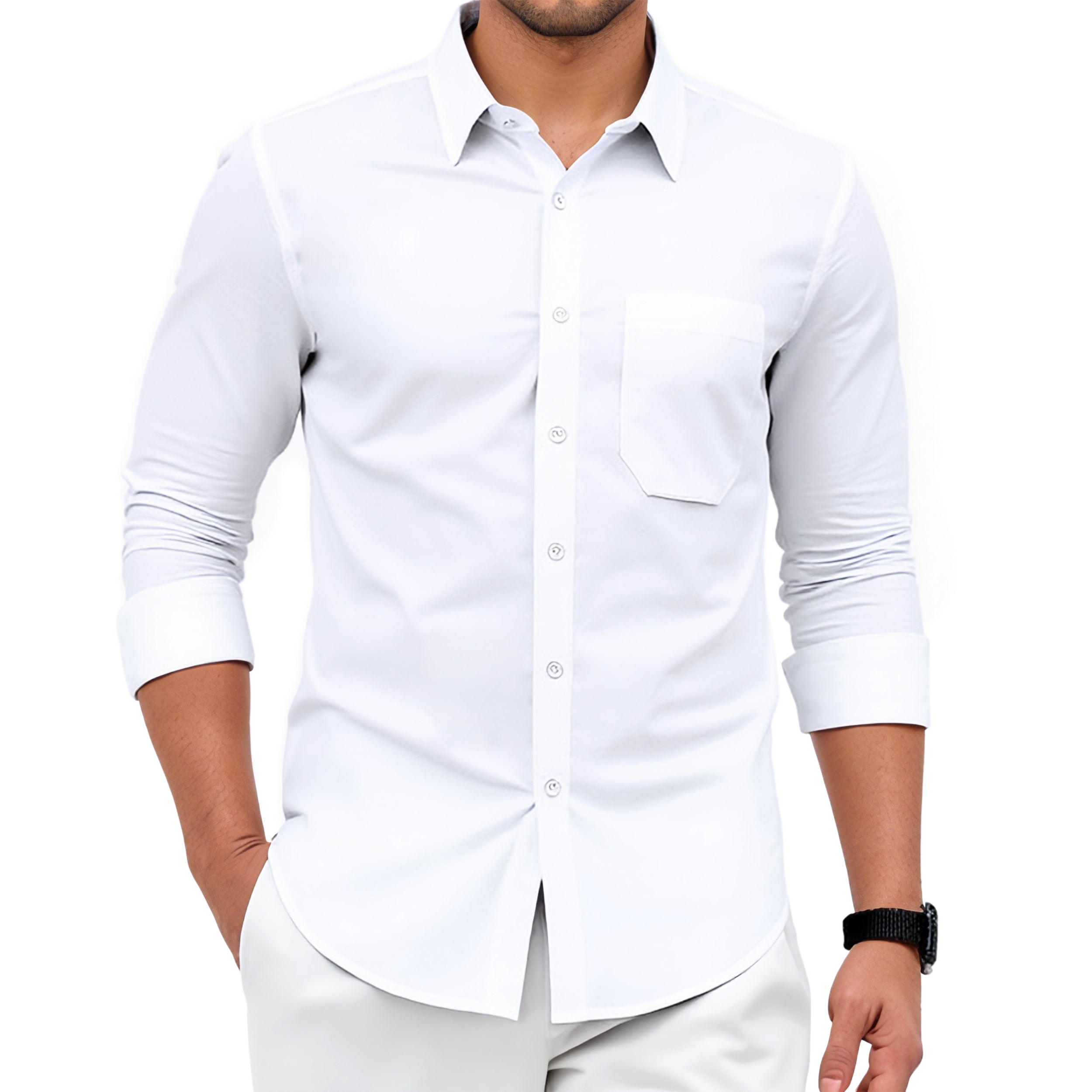 Hisdern Stretch Non-Iron Dress Shirt for Corporate Workwear