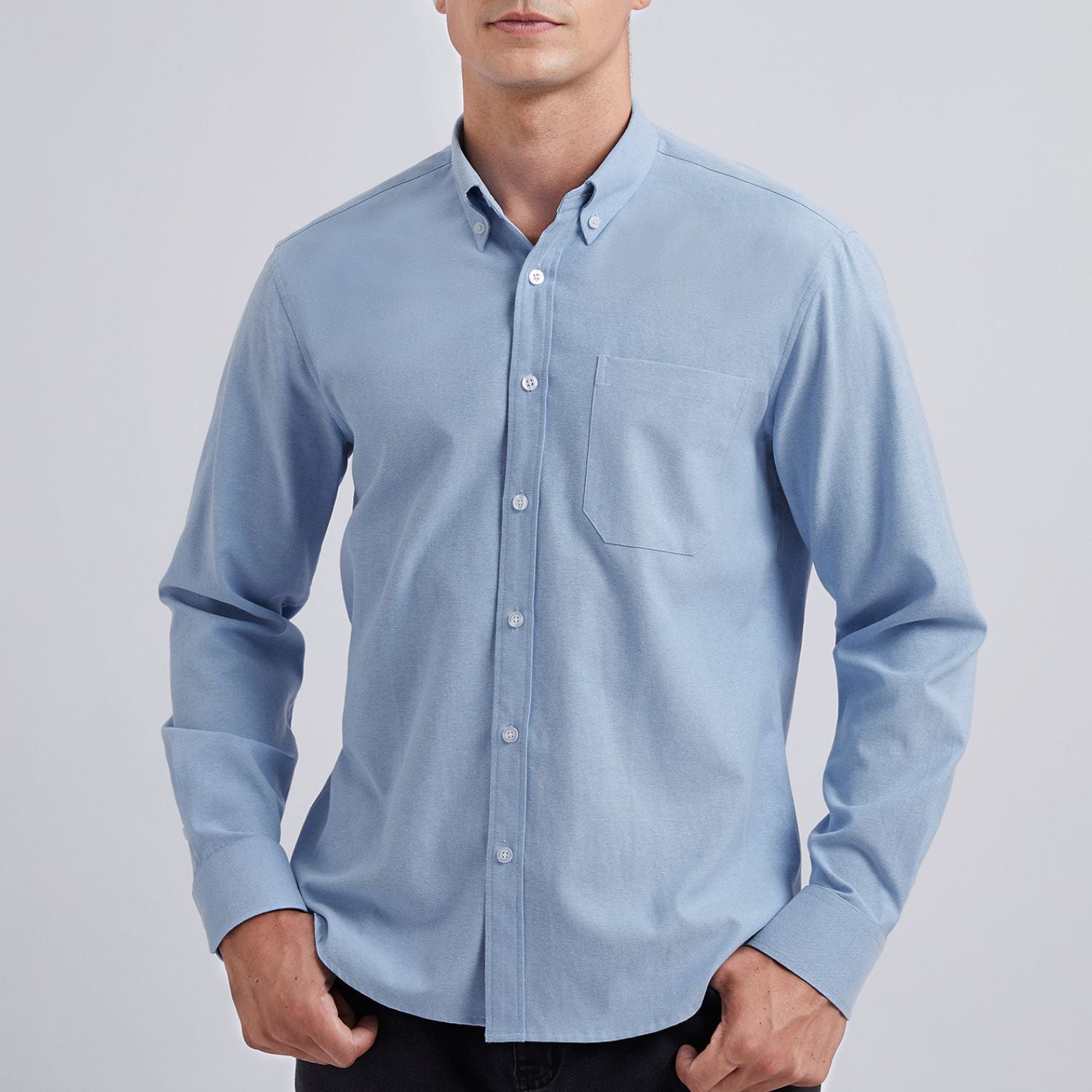 Men's Dress Shirt with Pocket - 02-LIGHT BLUE