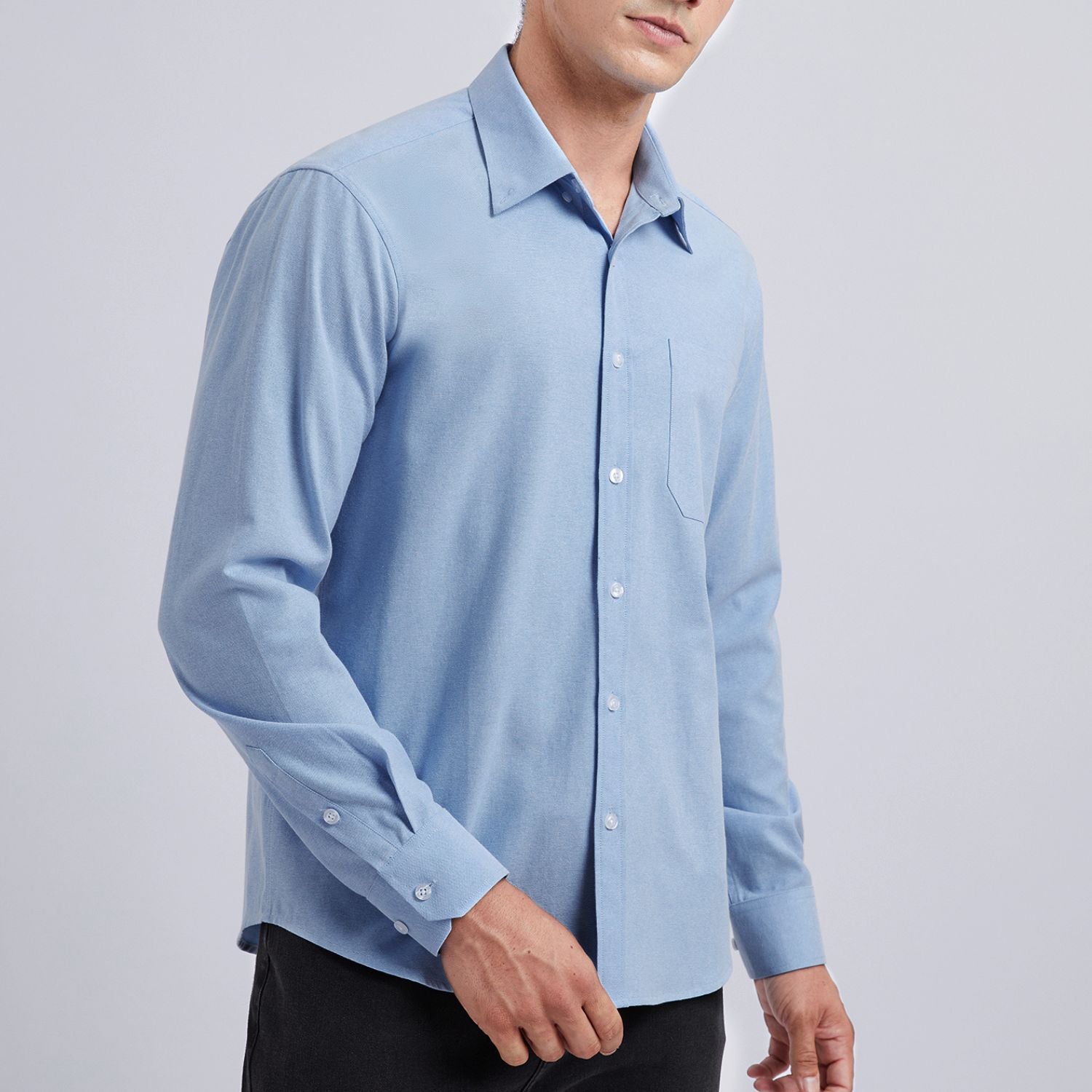 Men's Dress Shirt with Pocket - 02-LIGHT BLUE