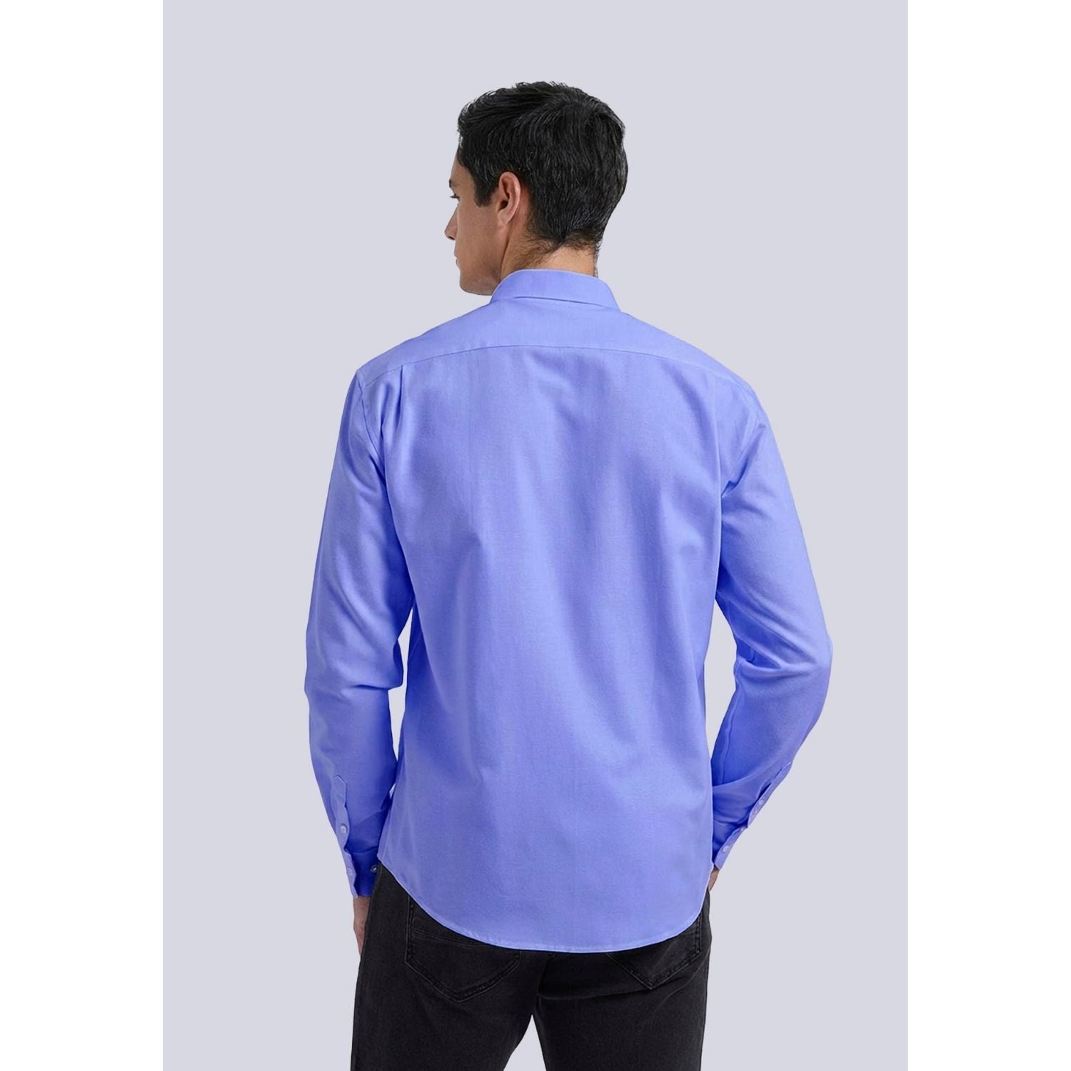 Hisdern Men's Blue Oxford Shirts with Chest Pocket Formal Office