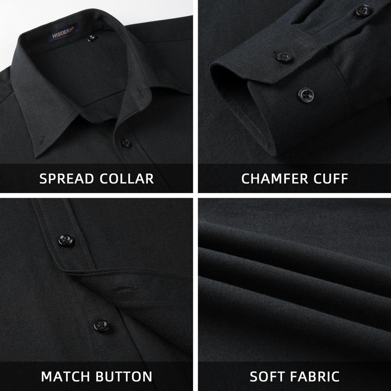 Men's Dress Shirt with Pocket - BLACK