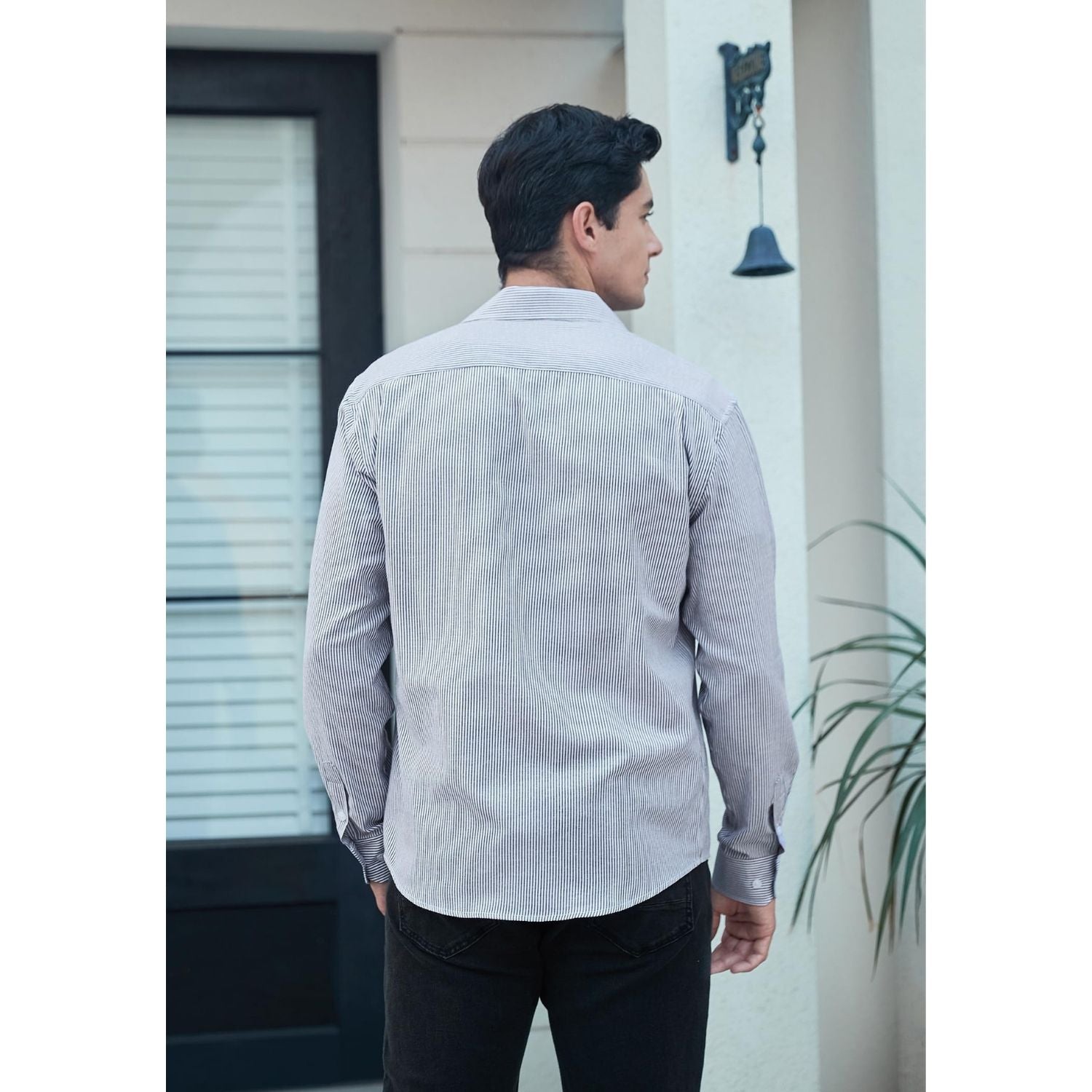 Hisdern Men's Navy Blue White Oxford Shirts with Chest Pocket Weekend Wear