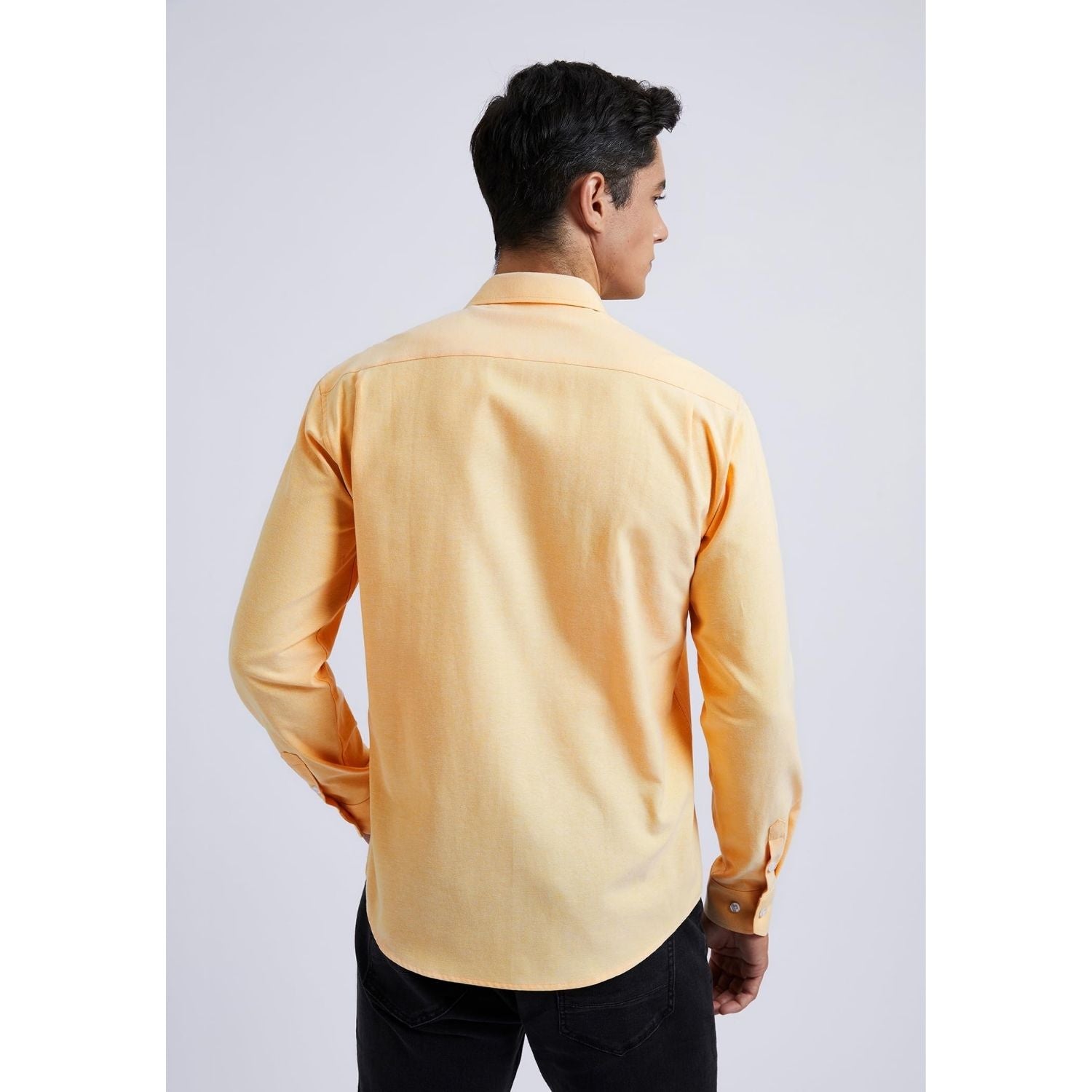 Hisdern Men's Yellow Oxford Shirts with Chest Pocket Weekend Wear