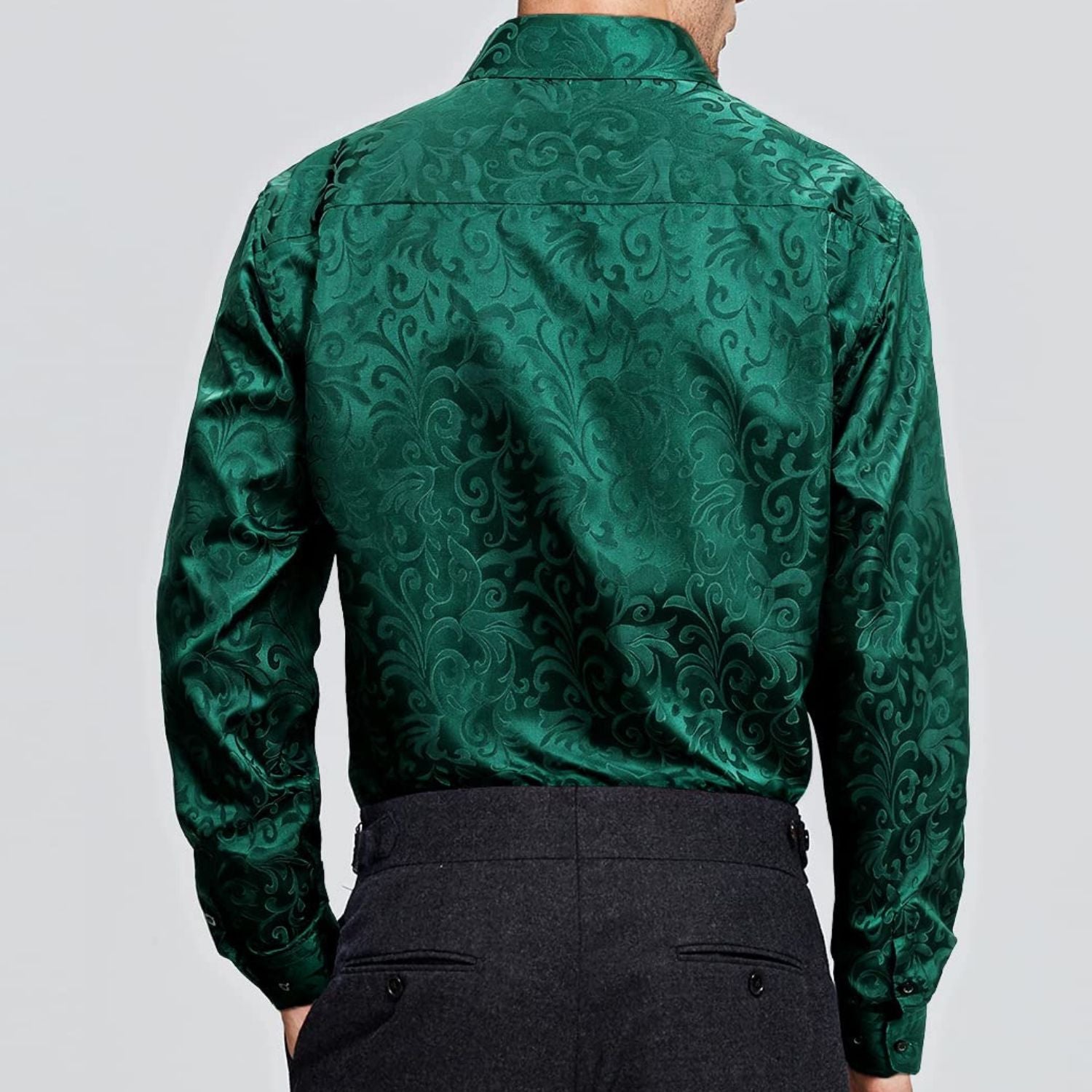 Men's Long Sleeve Shirt With Printing - GREEN-1