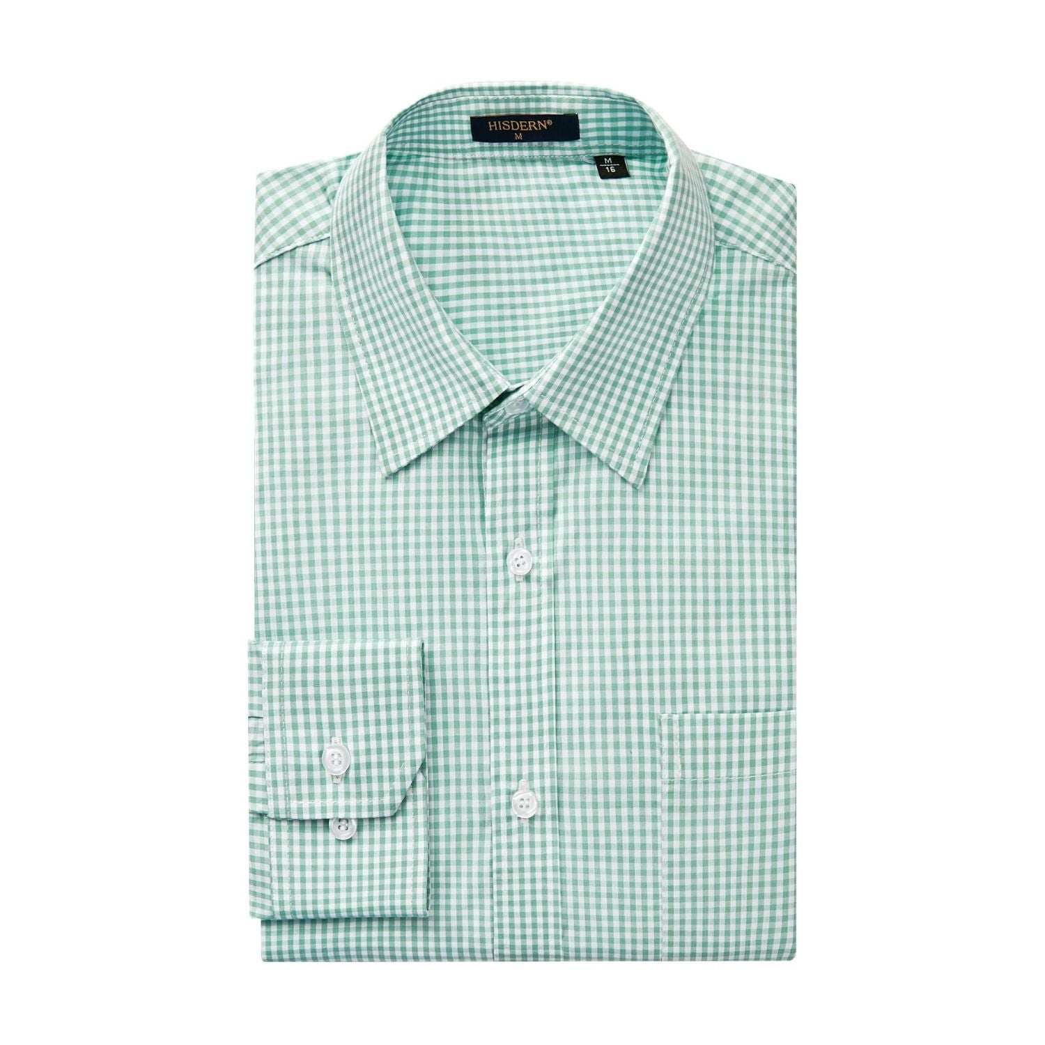 Men's Casual Long Sleeve Plaid Shirt - GREEN
