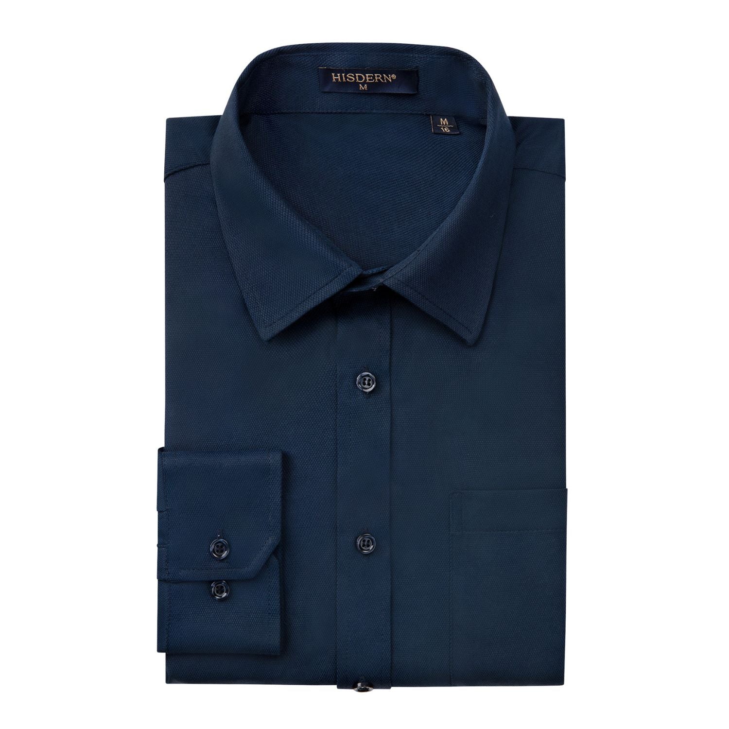 Hisdern Men's Navy Blue Collar Shirt Formal Wear Regular Fit with Pocket