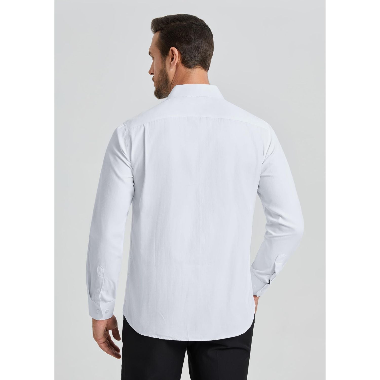 Hisdern Men's White Collar Shirt Formal Wear Regular Fit with Pocket