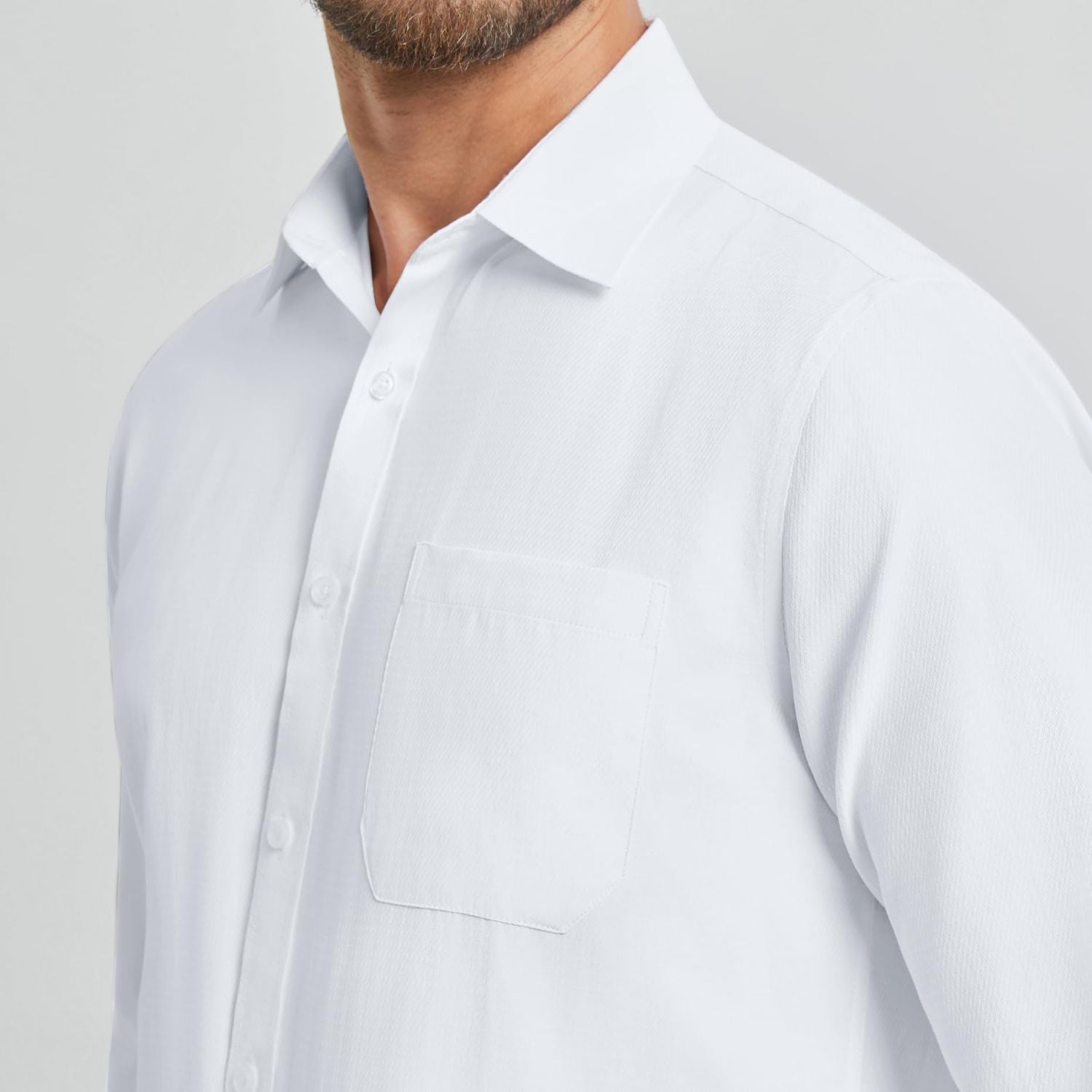 Hisdern Men's White Collar Shirt Formal Wear Regular Fit with Pocket