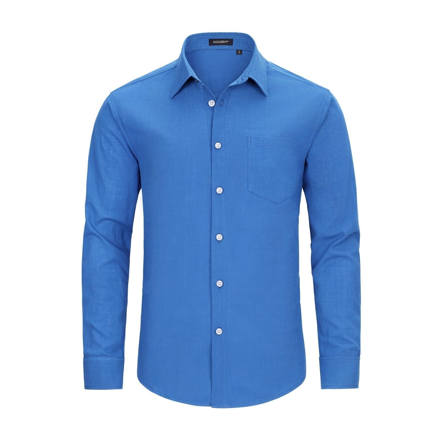 Men's Long Sleeve Azul Casual Linen Shirts for Summer Beach