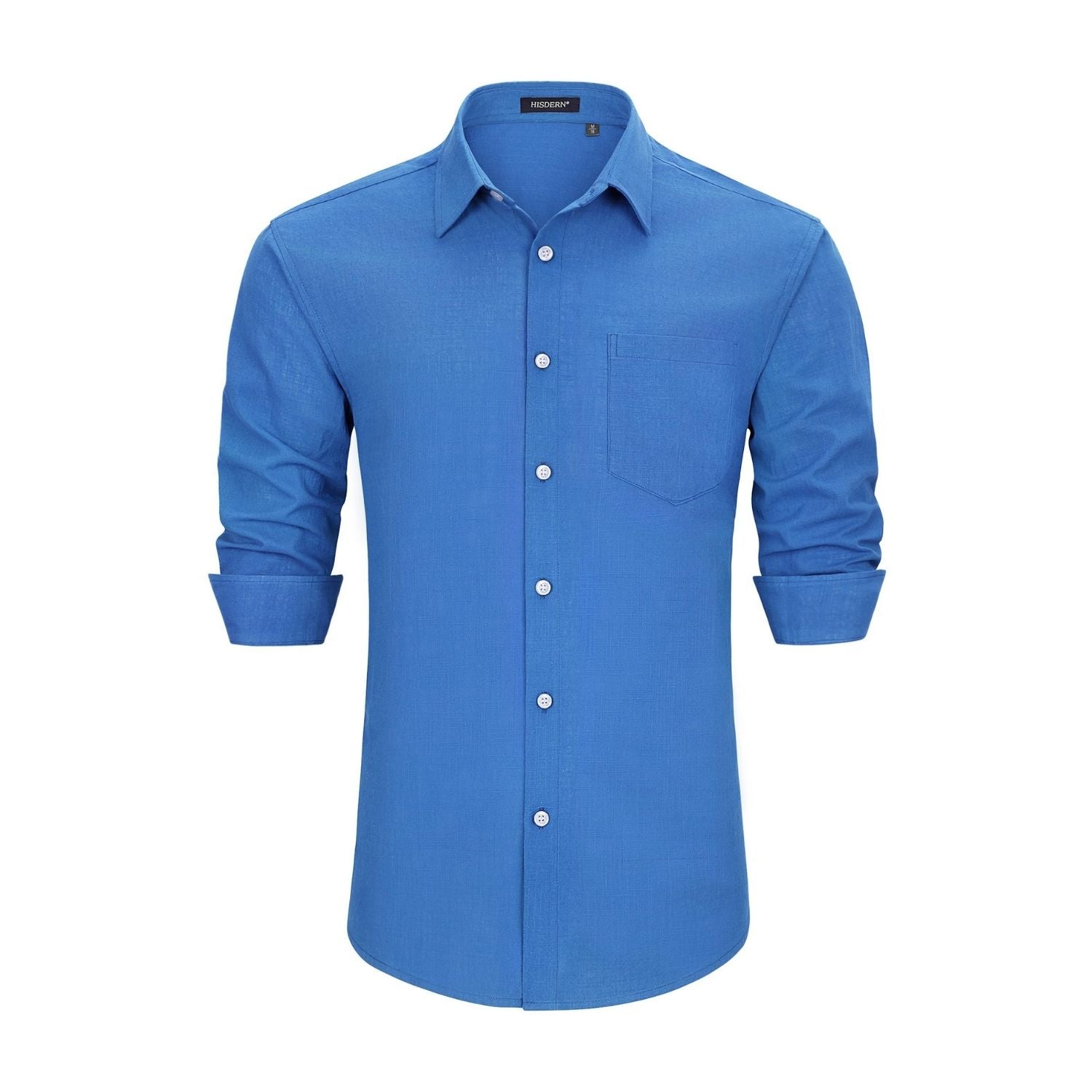 Men's Long Sleeve Azul Casual Linen Shirts for Summer Beach
