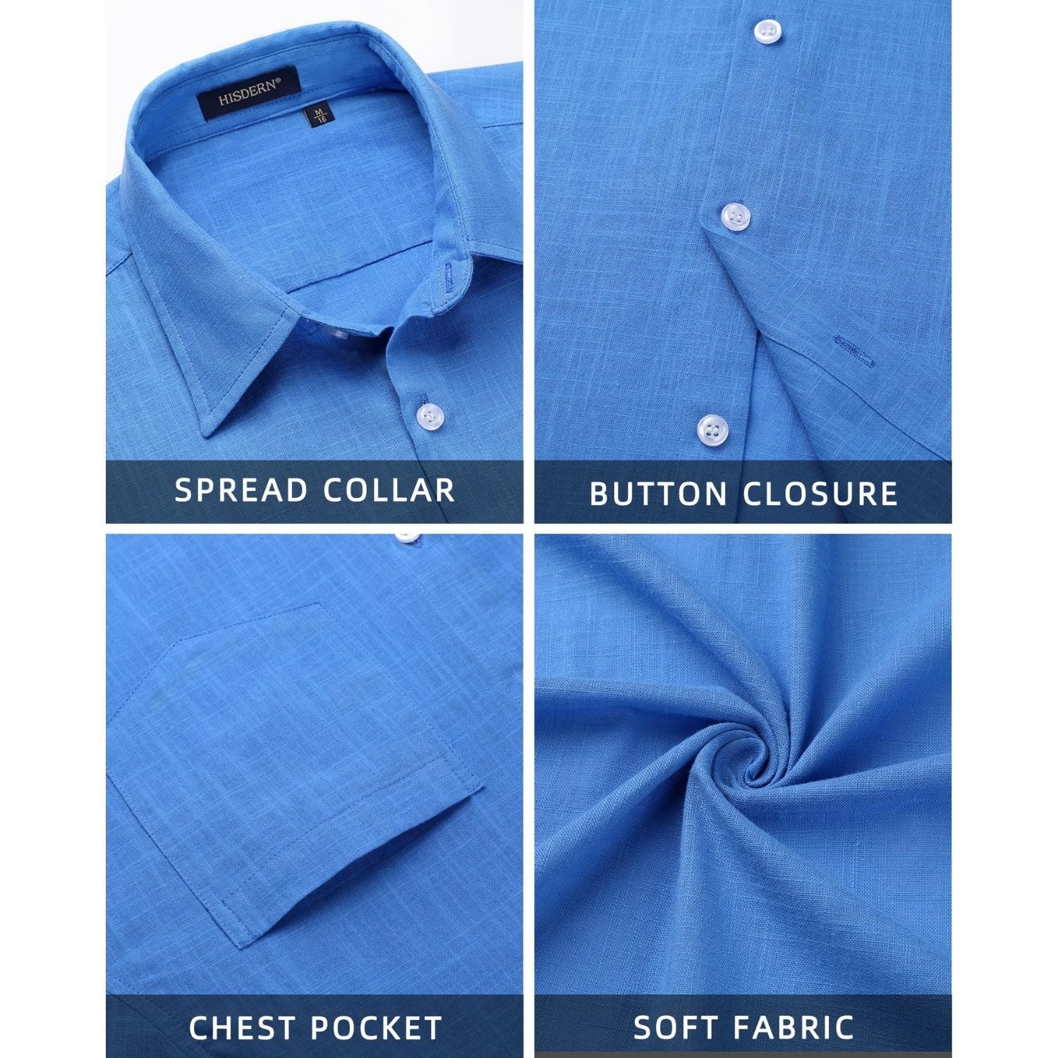 Men's Long Sleeve Azul Casual Linen Shirts for Summer Beach