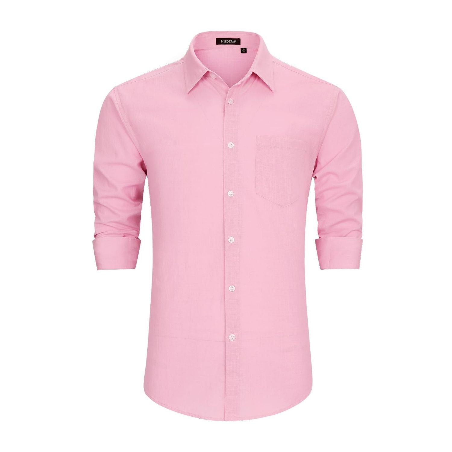 Men's Long Sleeve Pink Casual Linen Shirts for Summer Beach