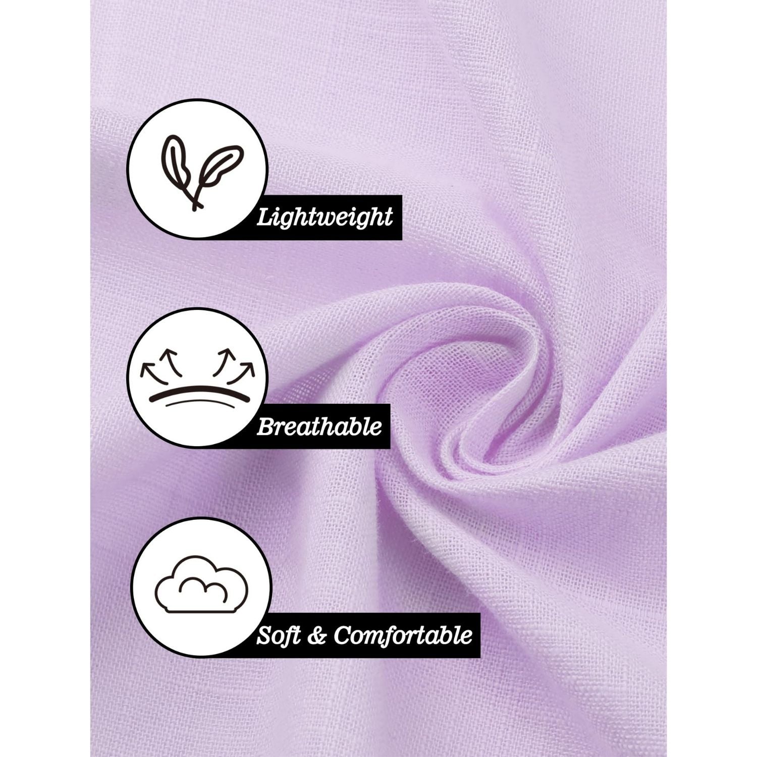 Hisdern Men's Long Sleeve Lavender Casual Linen Shirts for Summer Beach