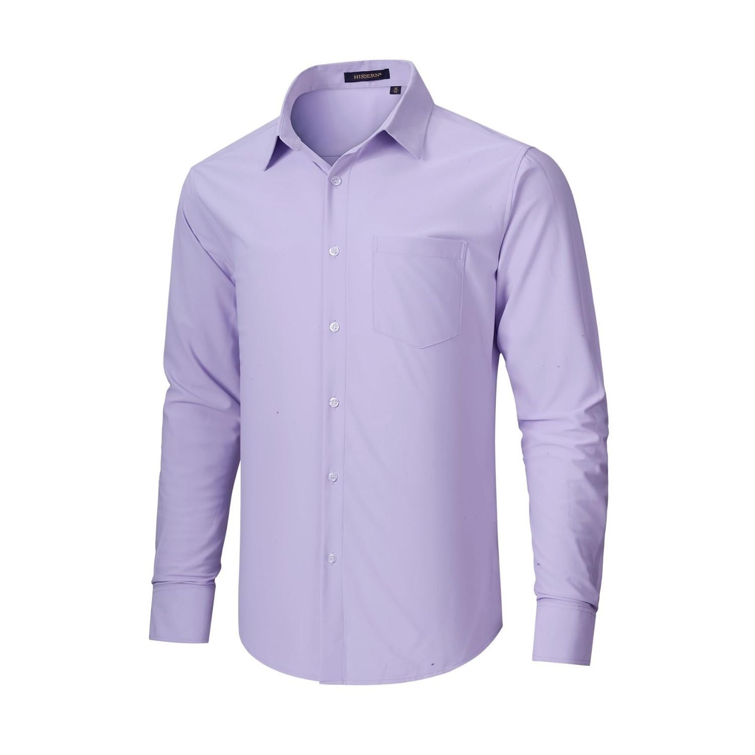 Hisdern Men's Stretch Wrinkle Free Dress Shirts Long Sleeve Non-Iron Lavender for Work