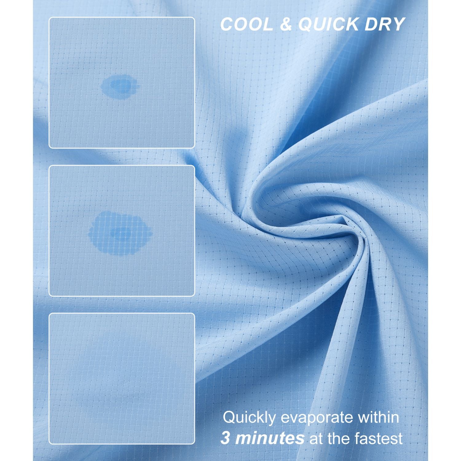 Hisdern Men's Sun Protection Denim Blue Fishing Shirt UPF 50+ for Fishing Hiking