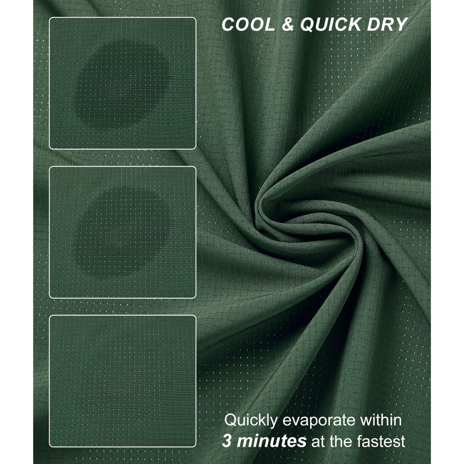 Hisdern Men's Sun Protection Army Green Fishing Shirt UPF 50+ for Fishing Hiking